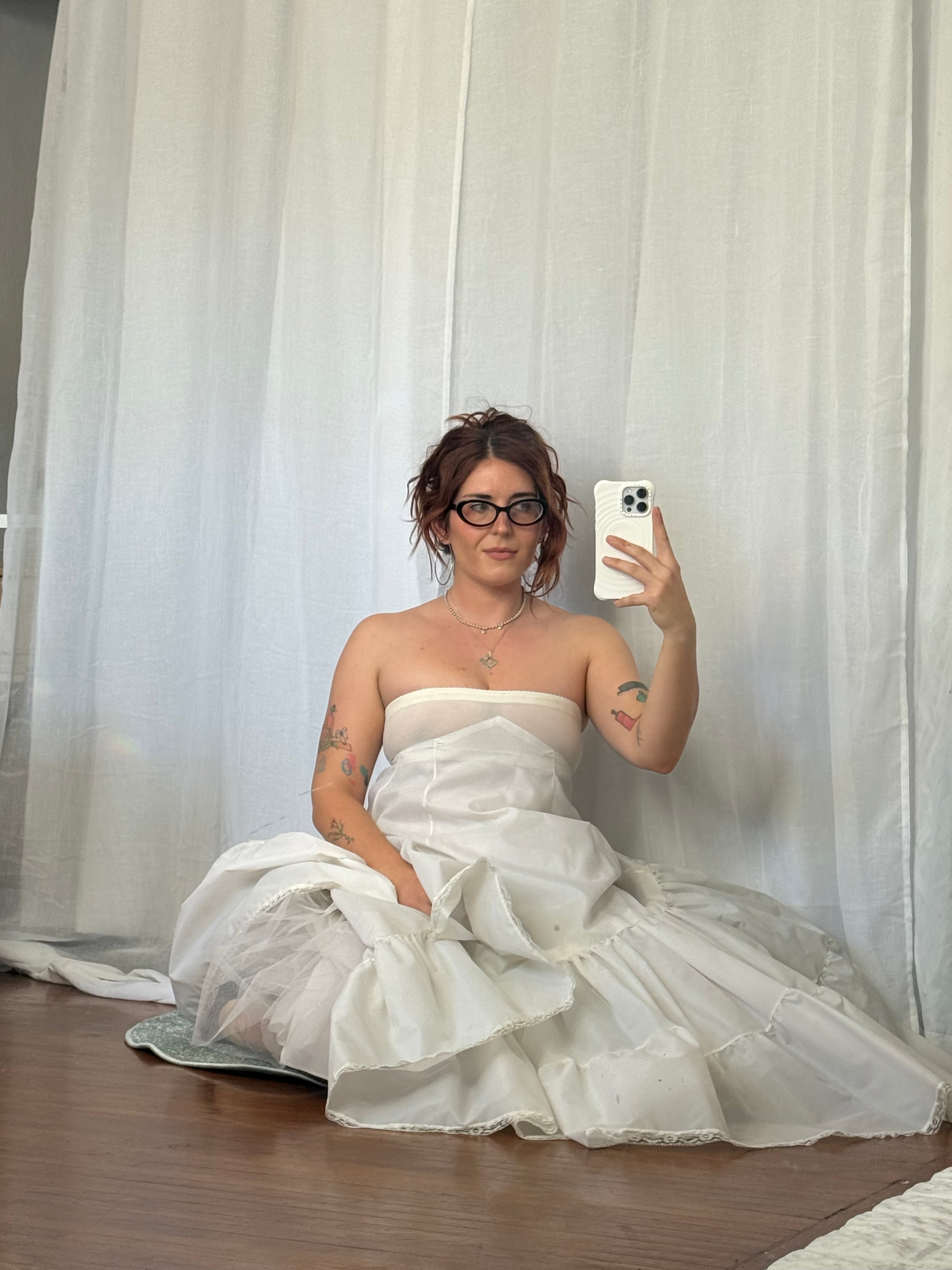 𓆩♡𓆪 vintage ivory tiered slip skirt 𓆩♡𓆪