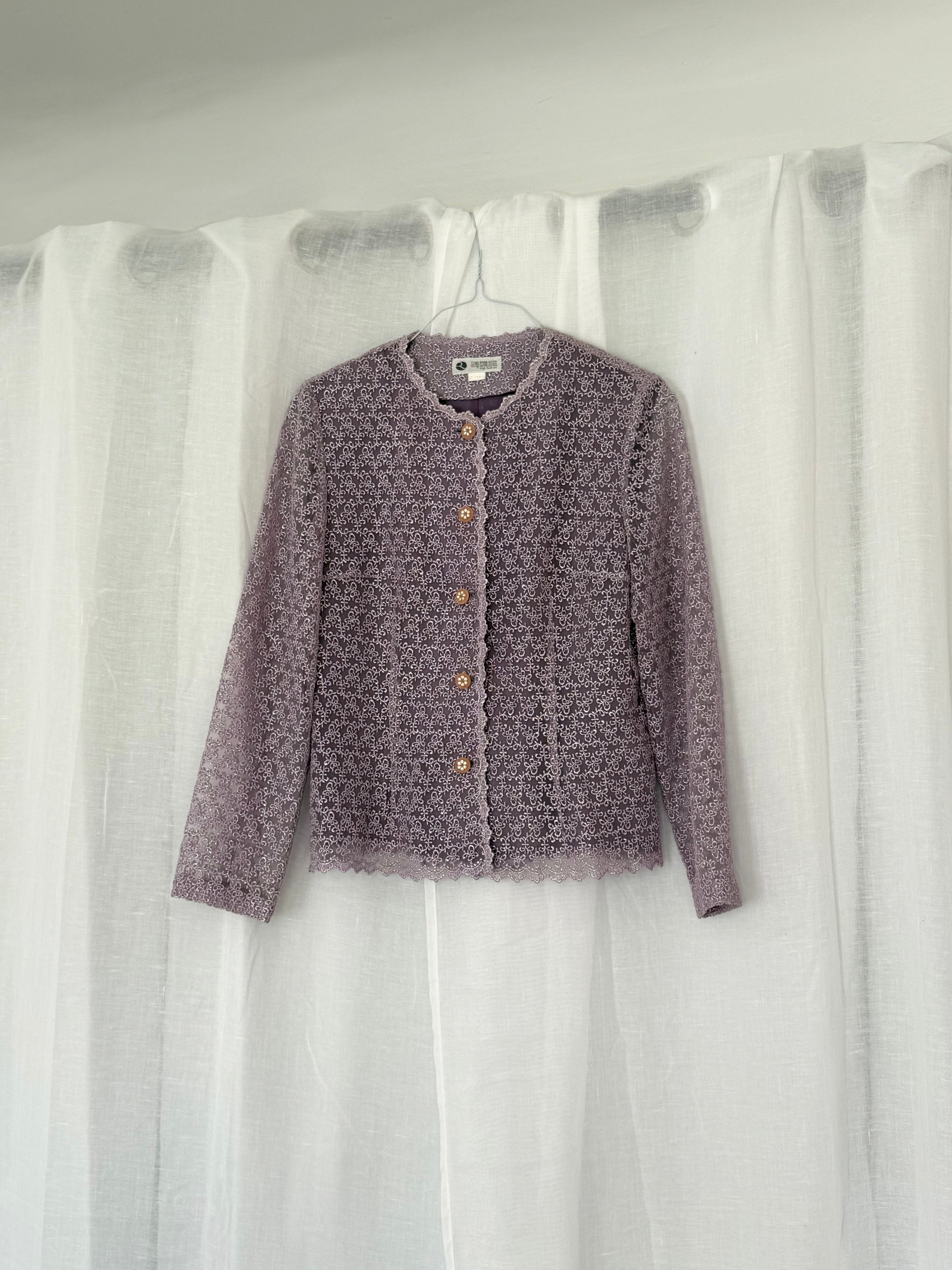 ✧ vintage lavender lace button-up top ✧
