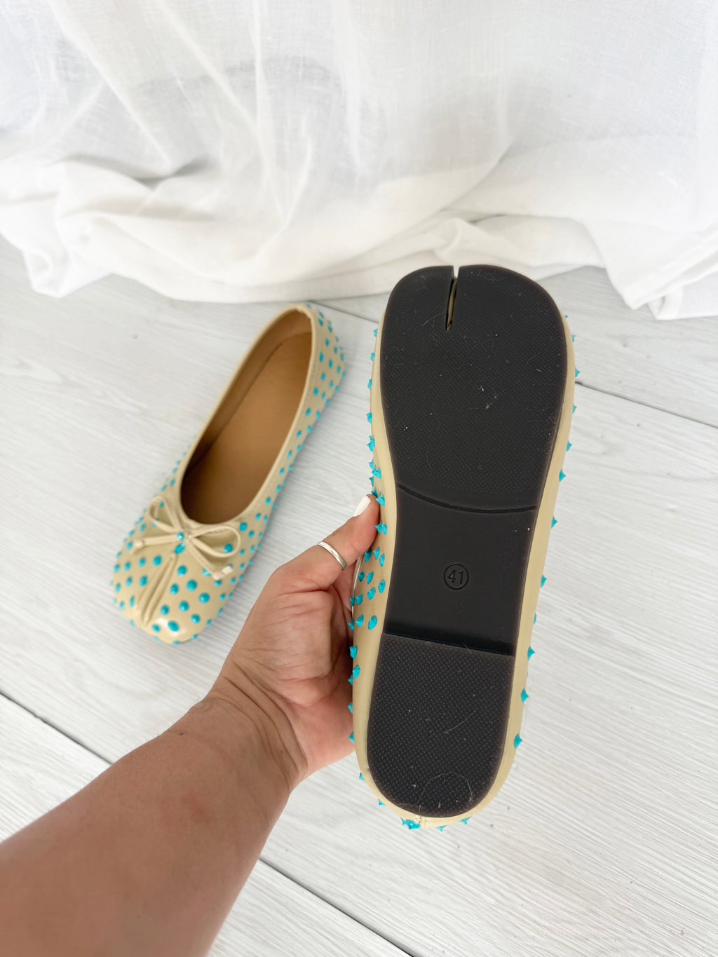 spiked tabi split toe ballet flats ♡ (size 8.5)