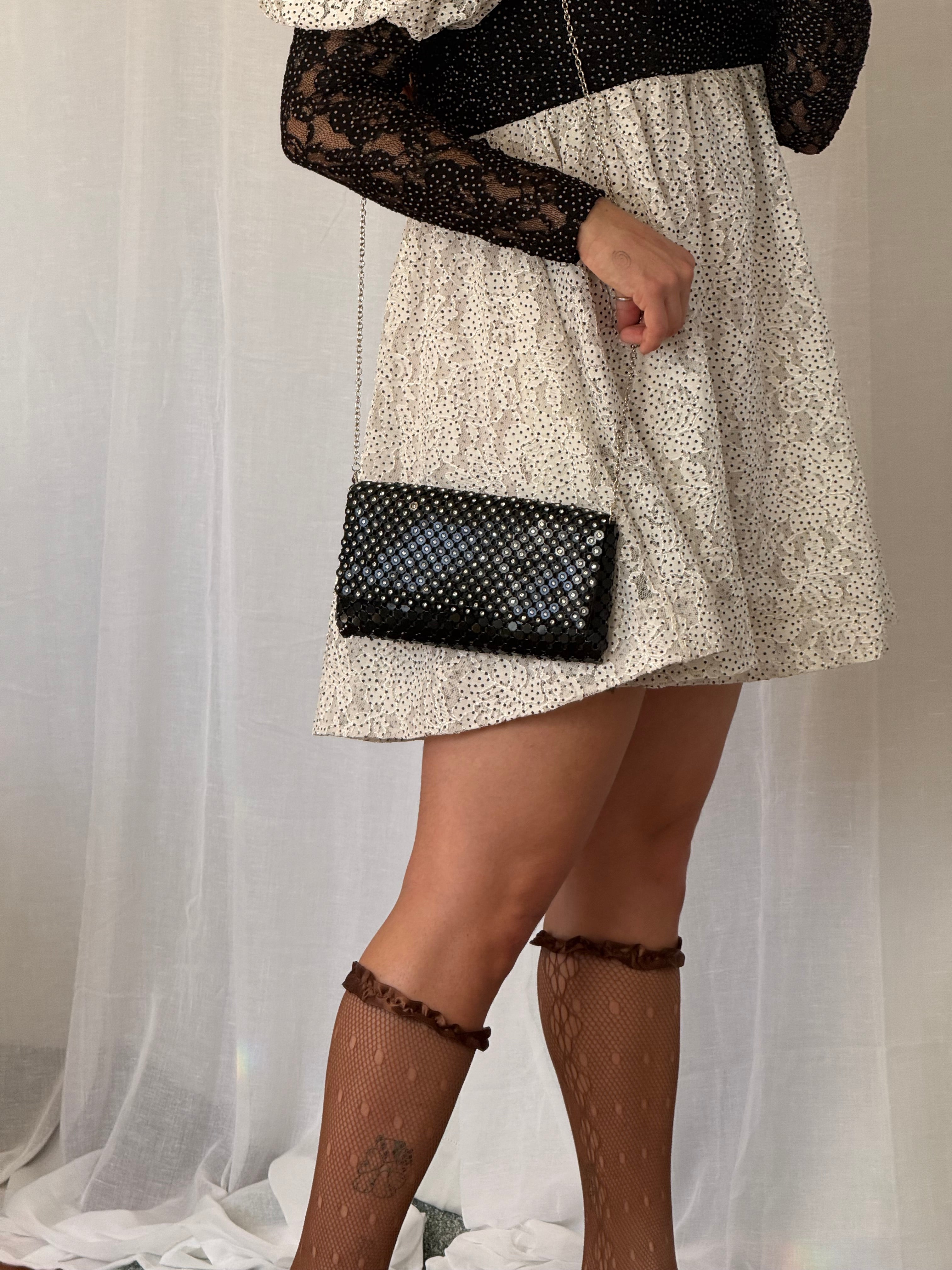 ✦ Cézanne black studded convertible clutch bag ✦