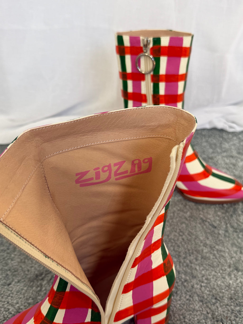 ♡ hand-painted plaid boots ♡