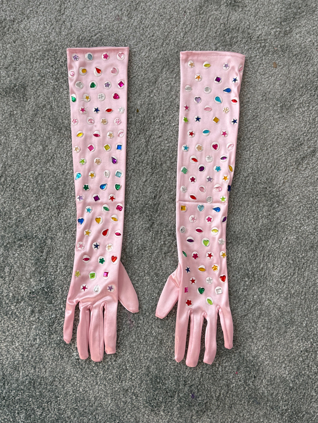 ✨ hand-painted rhinestone opera gloves ✨