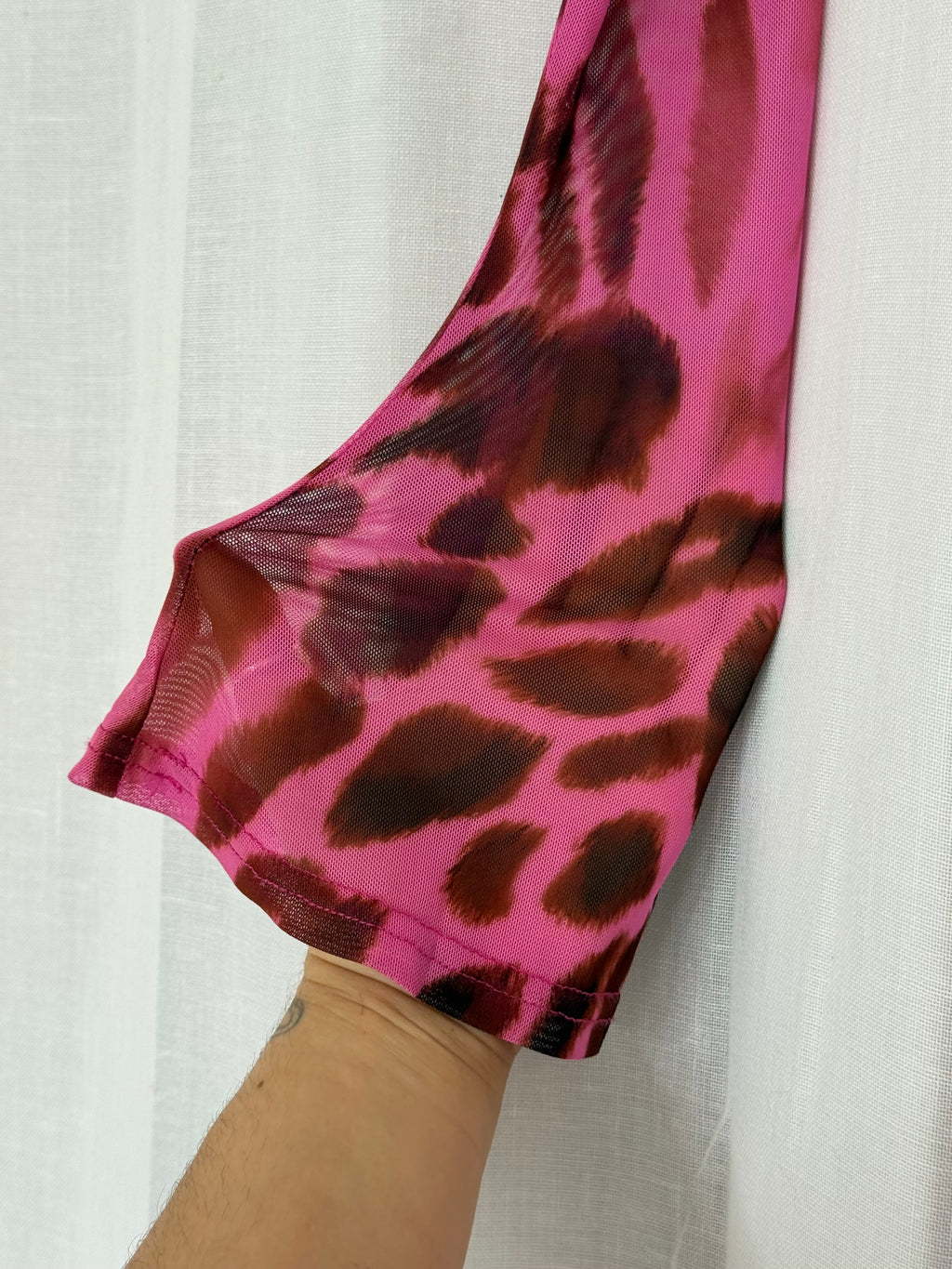 Y2K pink leopard mesh cutout mini dress