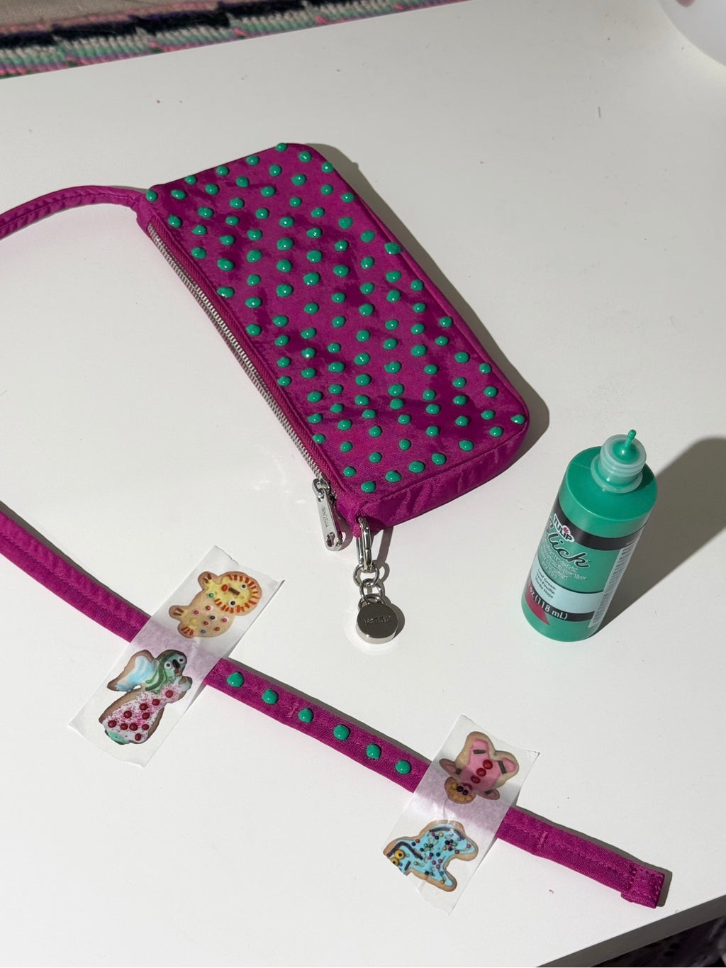 ✧ hand painted polka dot baggu deep fuschia pochette ✧