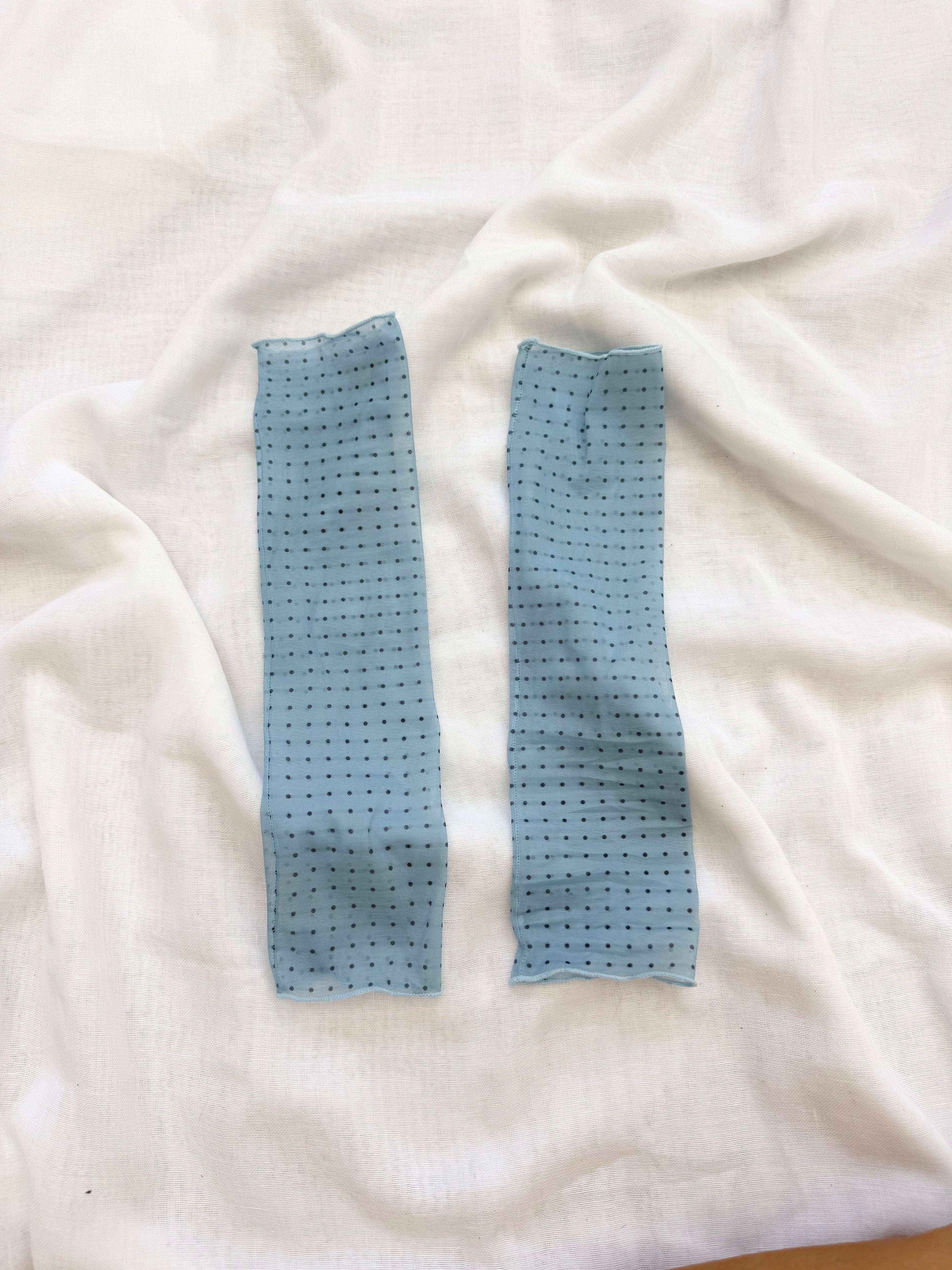 ✿ baby blue sheer polka dot ankle socks