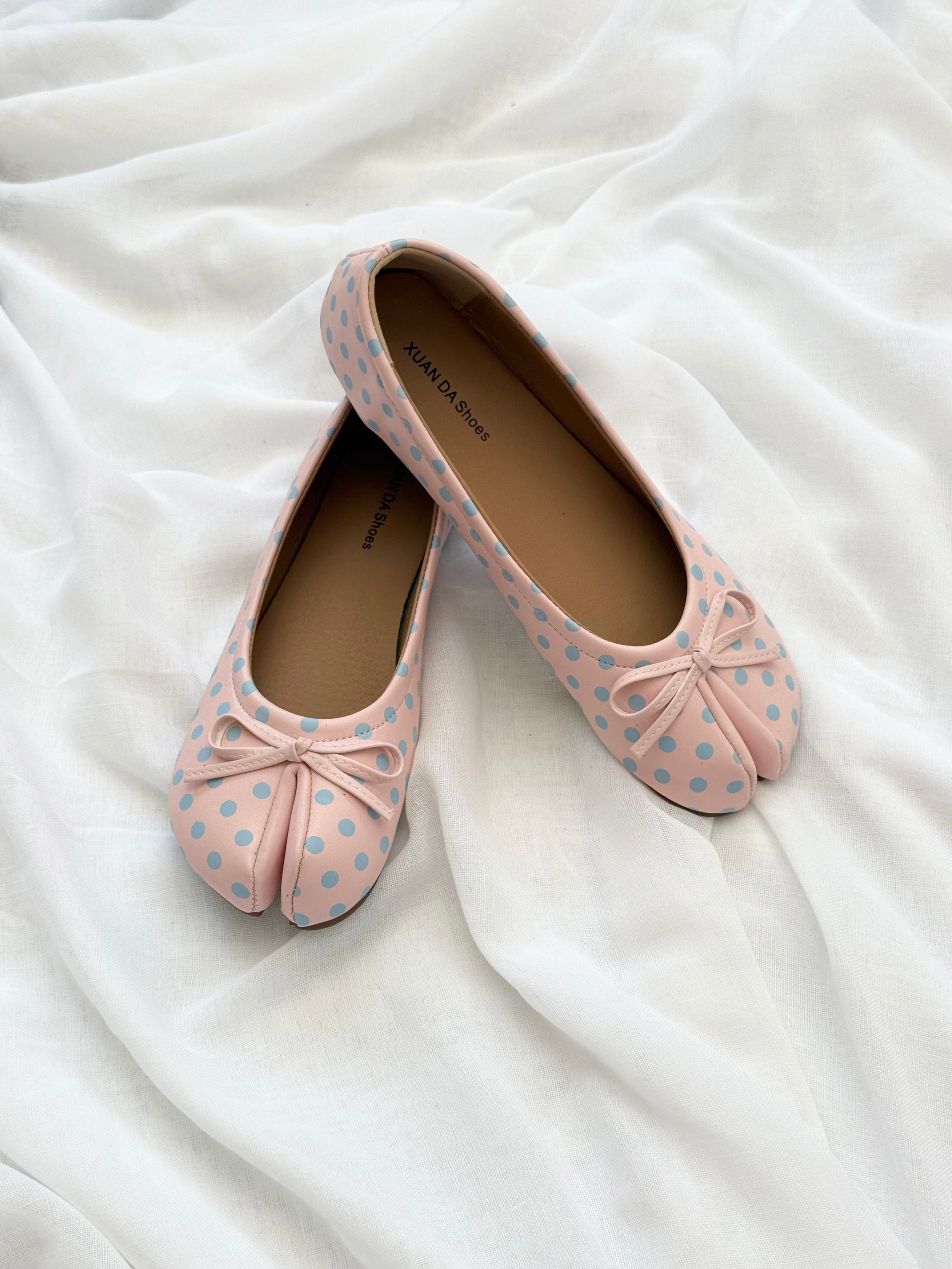 ✿ pink polka dot tabi ballet flats (size 8.5)