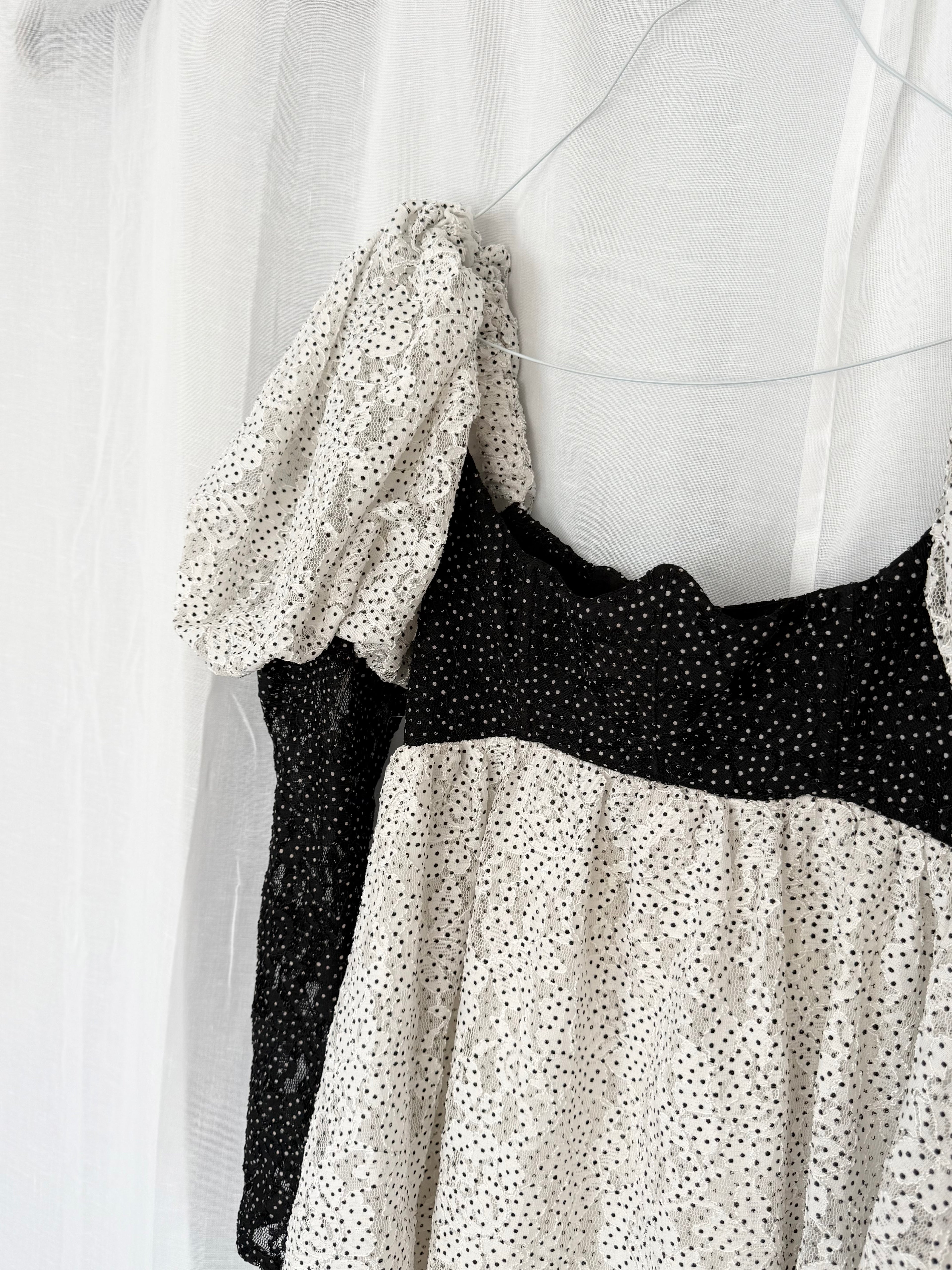 ✿ for love & lemons lace polka dot babydoll dress + gloves ✿