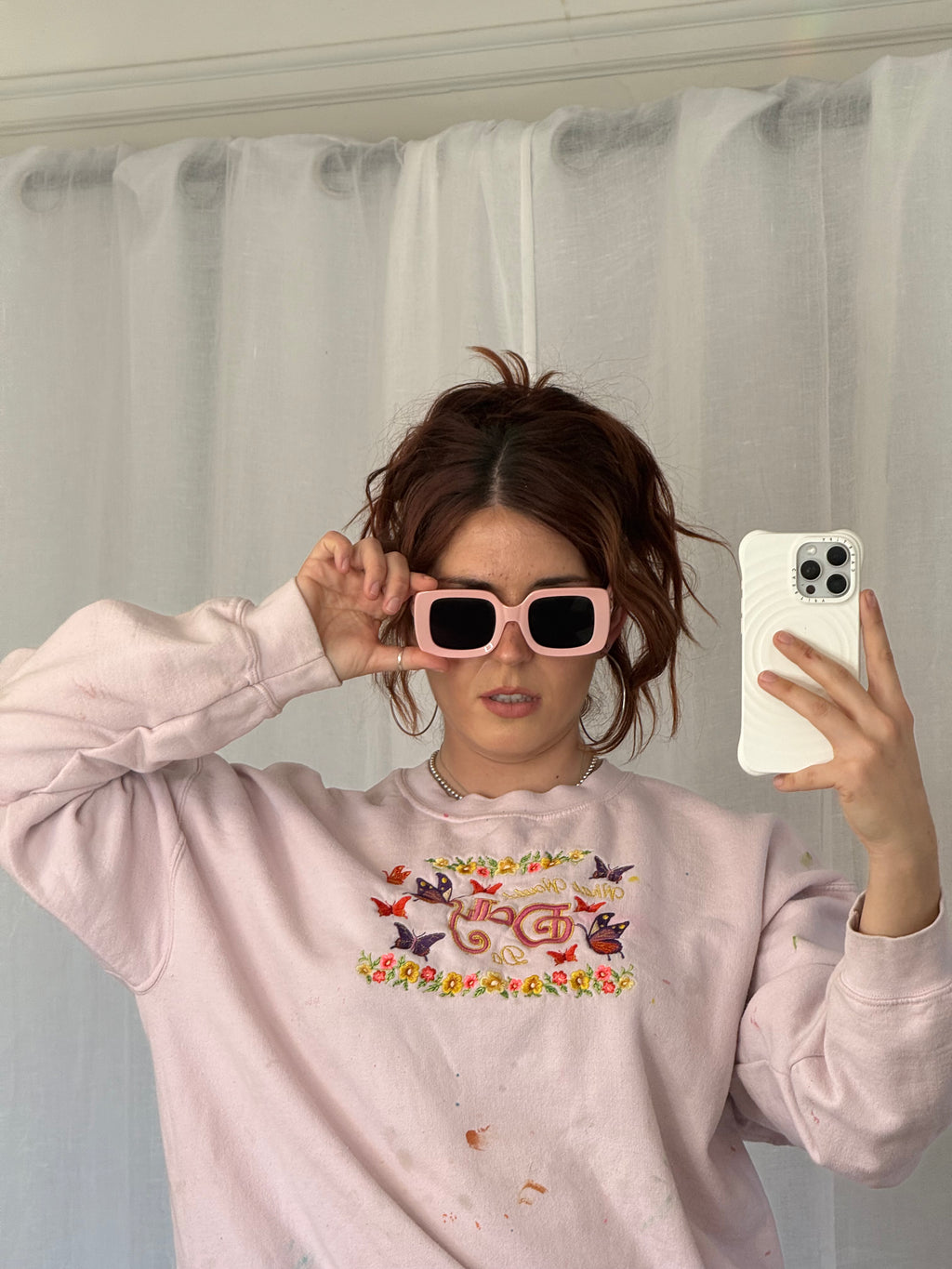 chunky pink square sunglasses