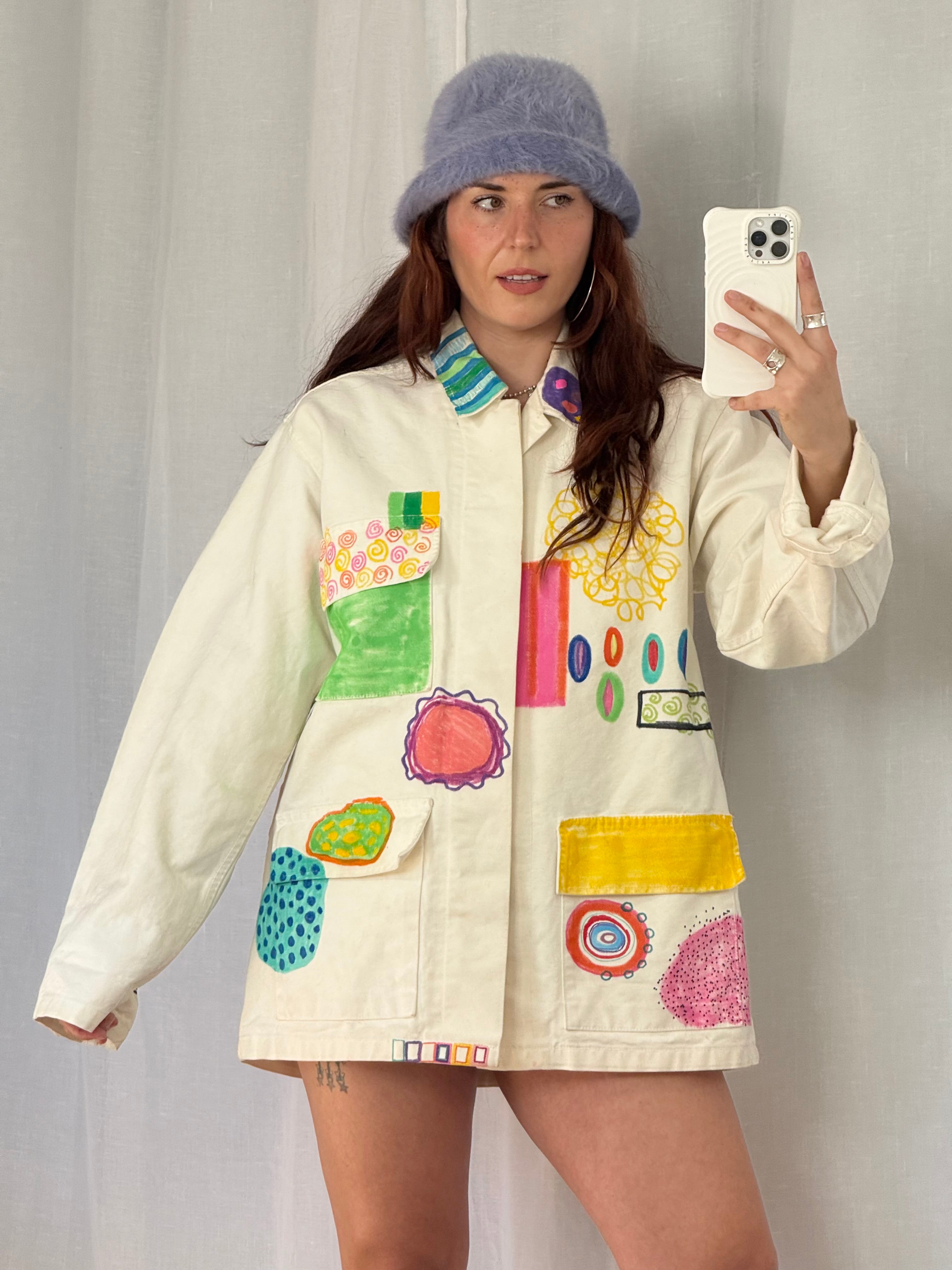 hand-painted reworked LA Apparel military jacket