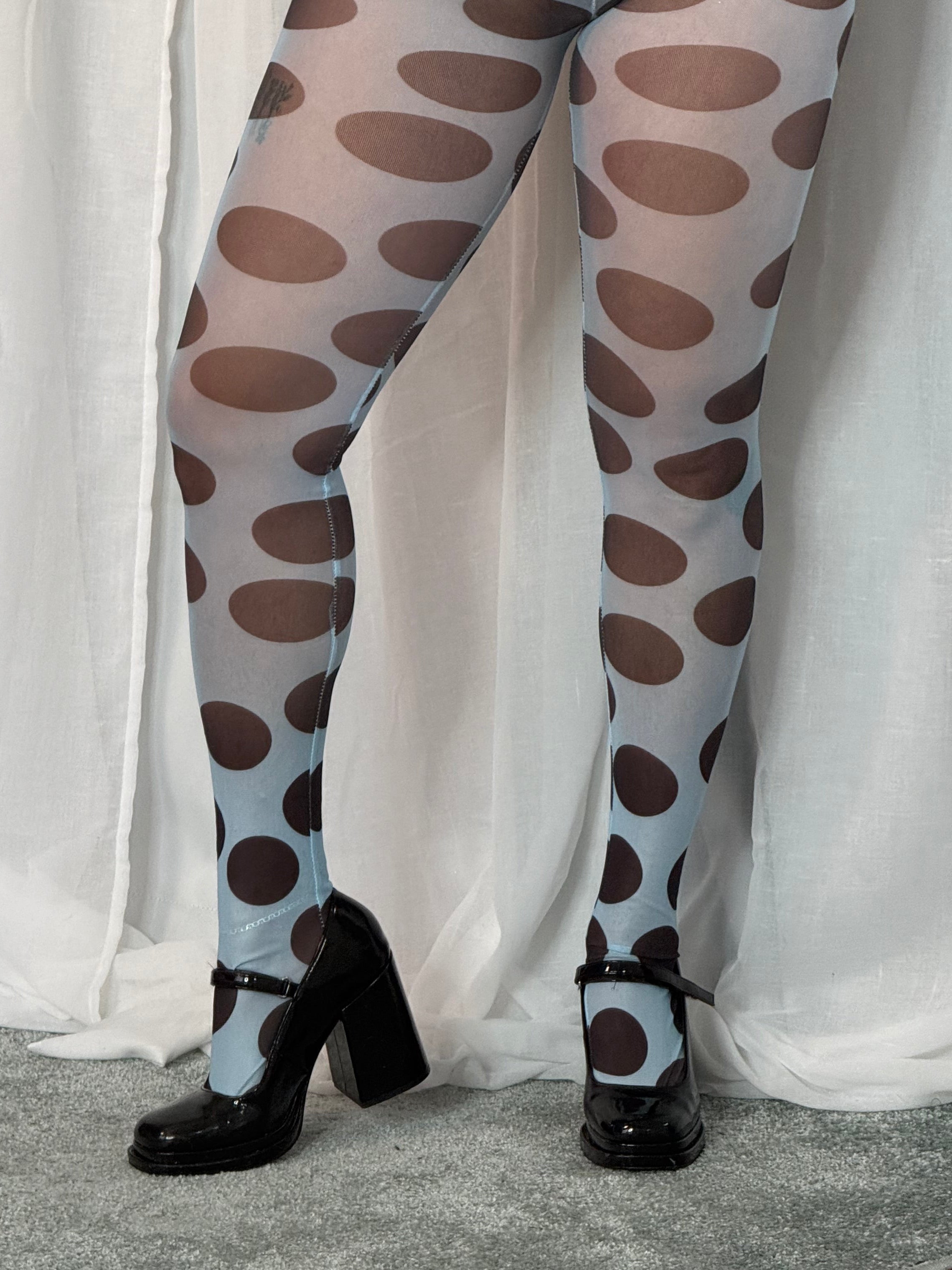 sheer blue polka dot mesh tights 💙