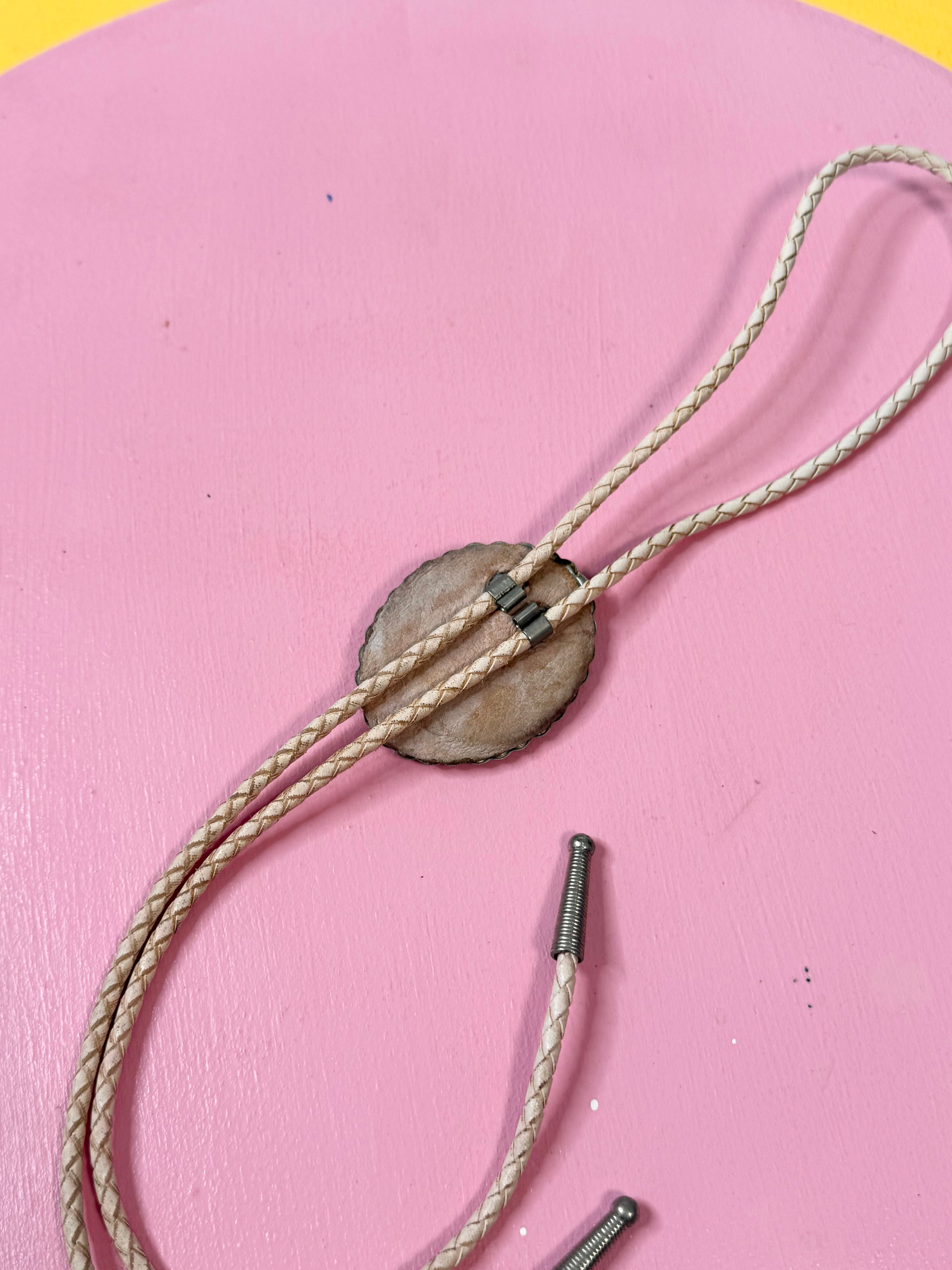 vintage baby pink bolo tie