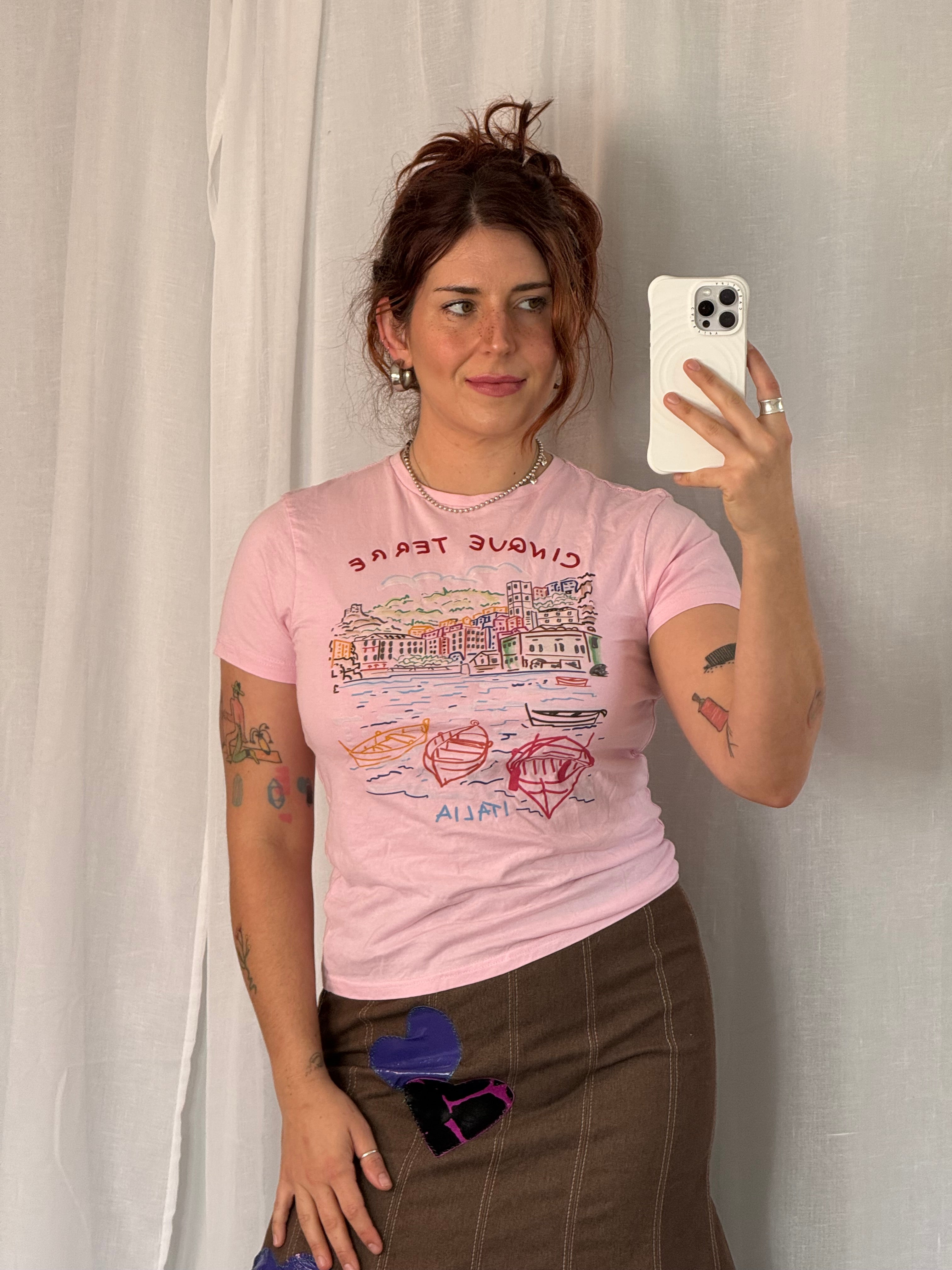 ⋆｡°✩ pink cinque terre baby tee ✩°｡⋆