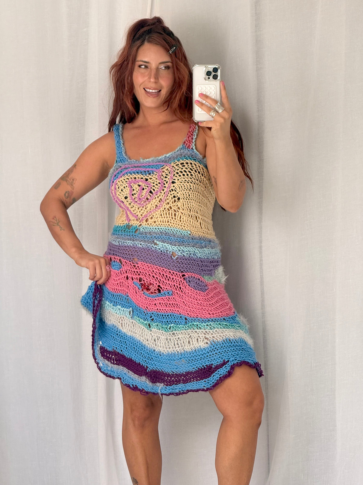 ♡ handmade recycled cotton crochet patchwork dress ♡
