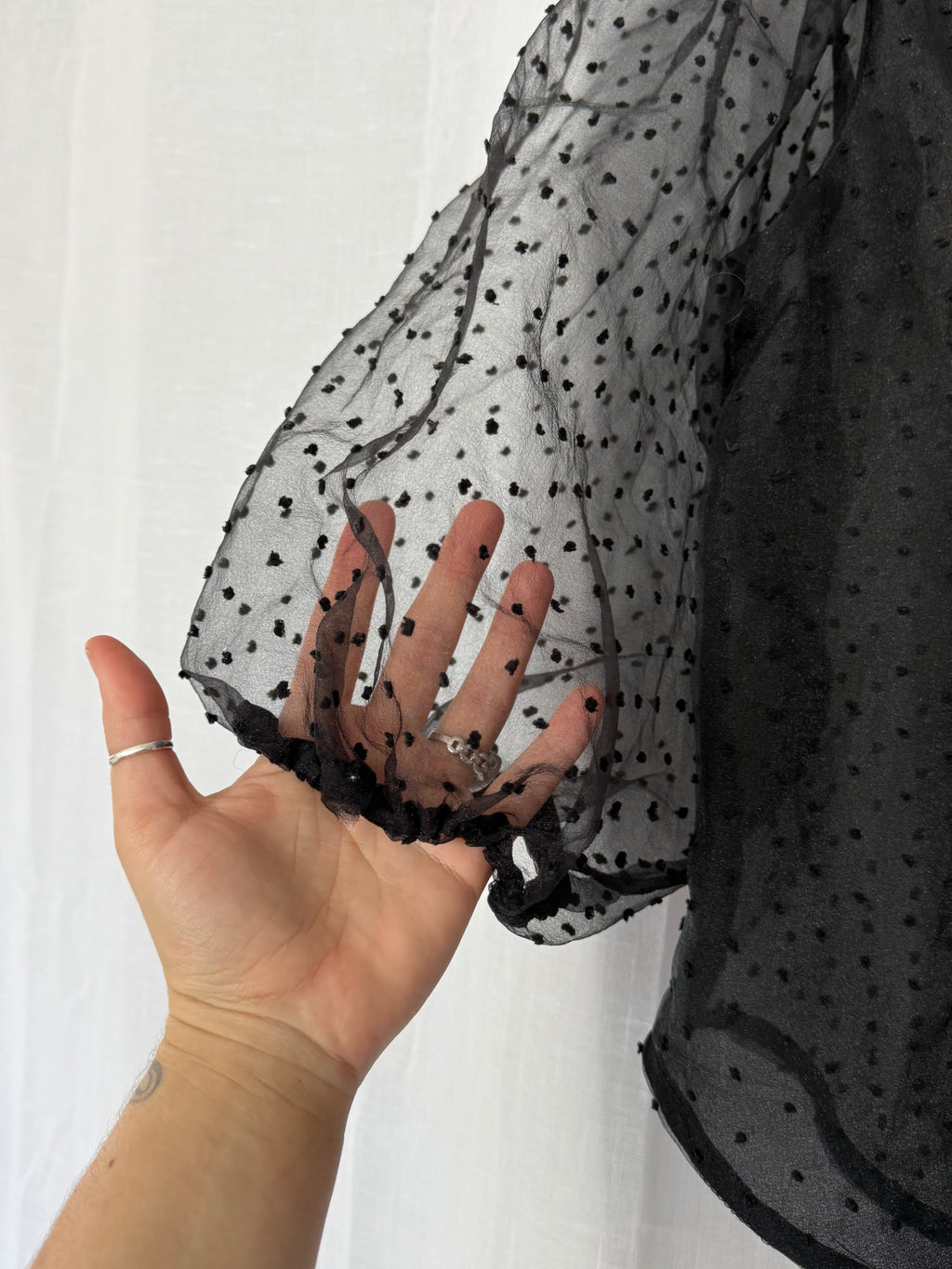✦ black sheer polka dot blouse ✦