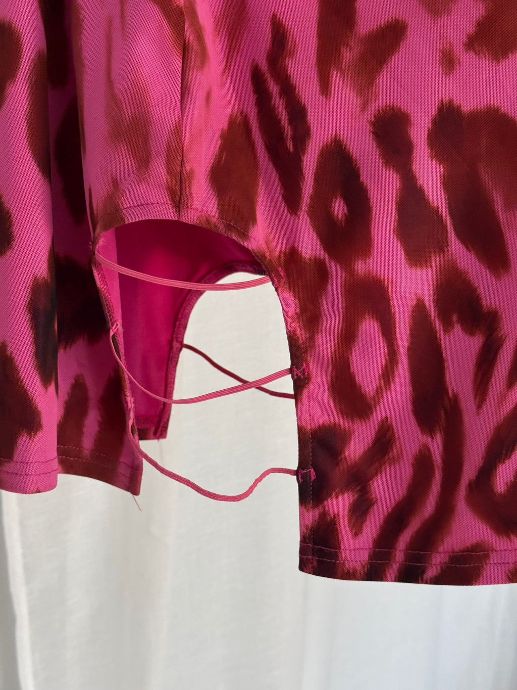 Y2K pink leopard mesh cutout mini dress