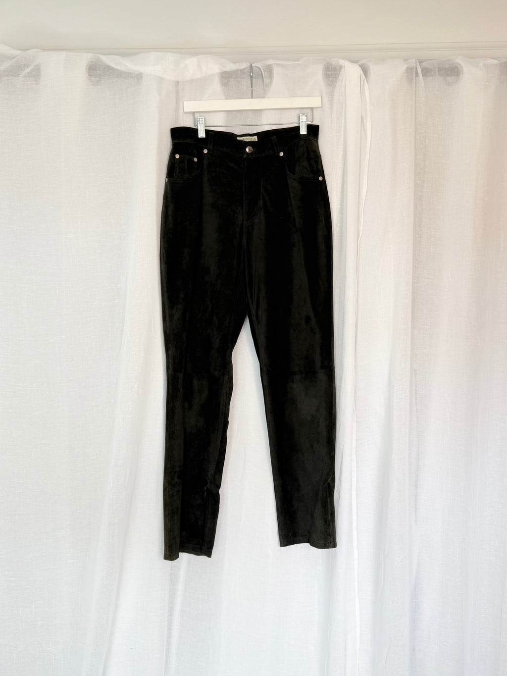 ✧ 90s black suede straight leg pants ✧