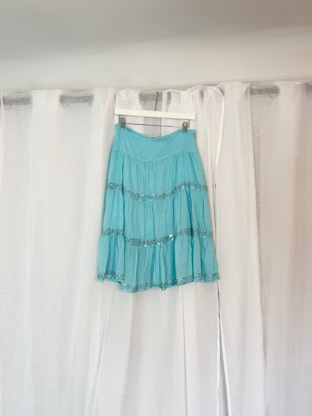 ✦ aqua sequin tiered skirt ✦