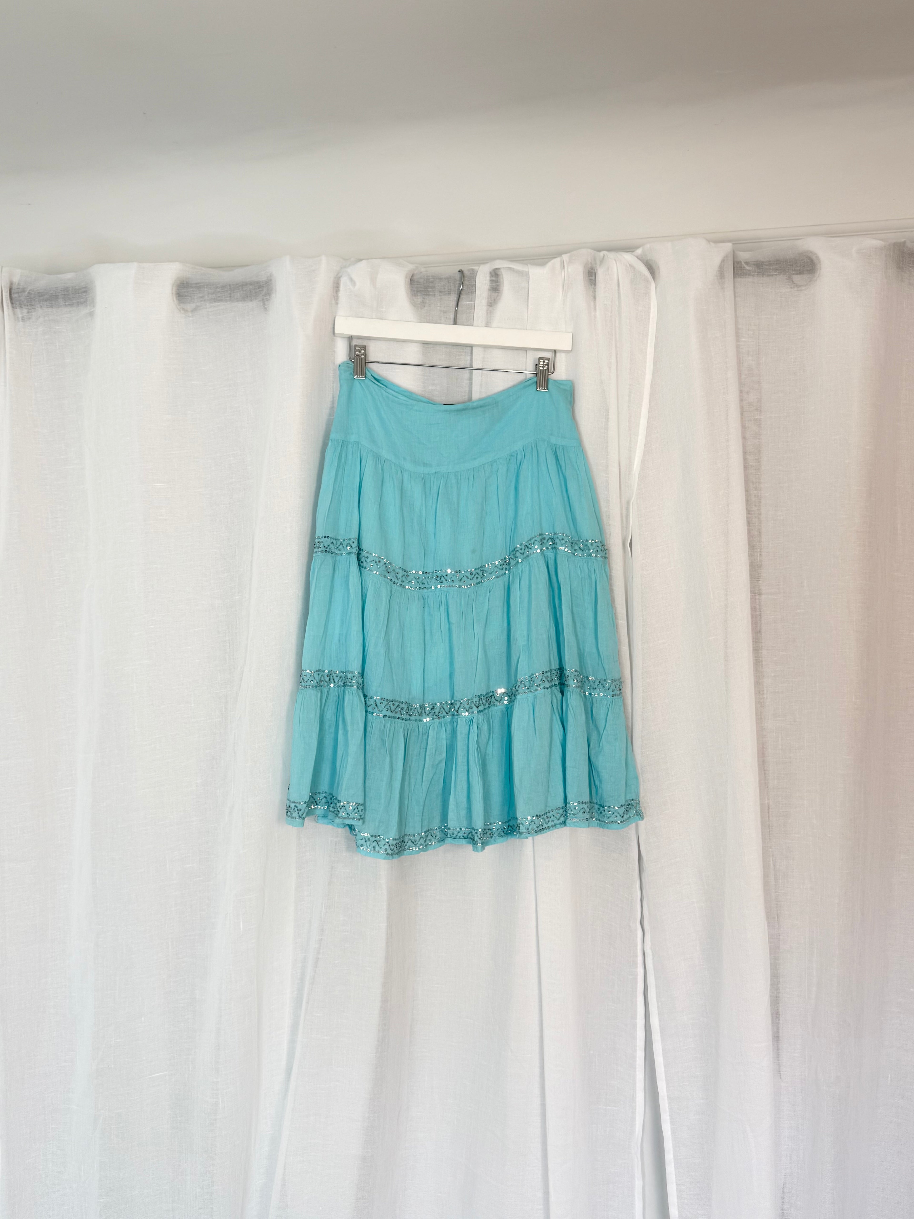 ✦ aqua sequin tiered skirt ✦