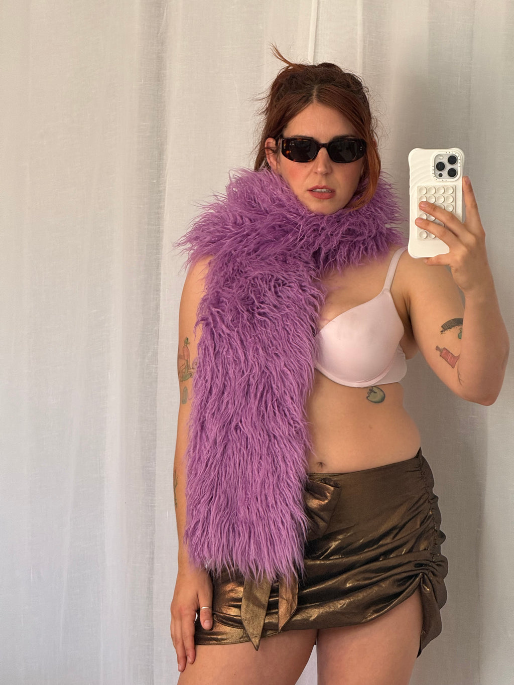 ✿ purple shaggy faux fur scarf