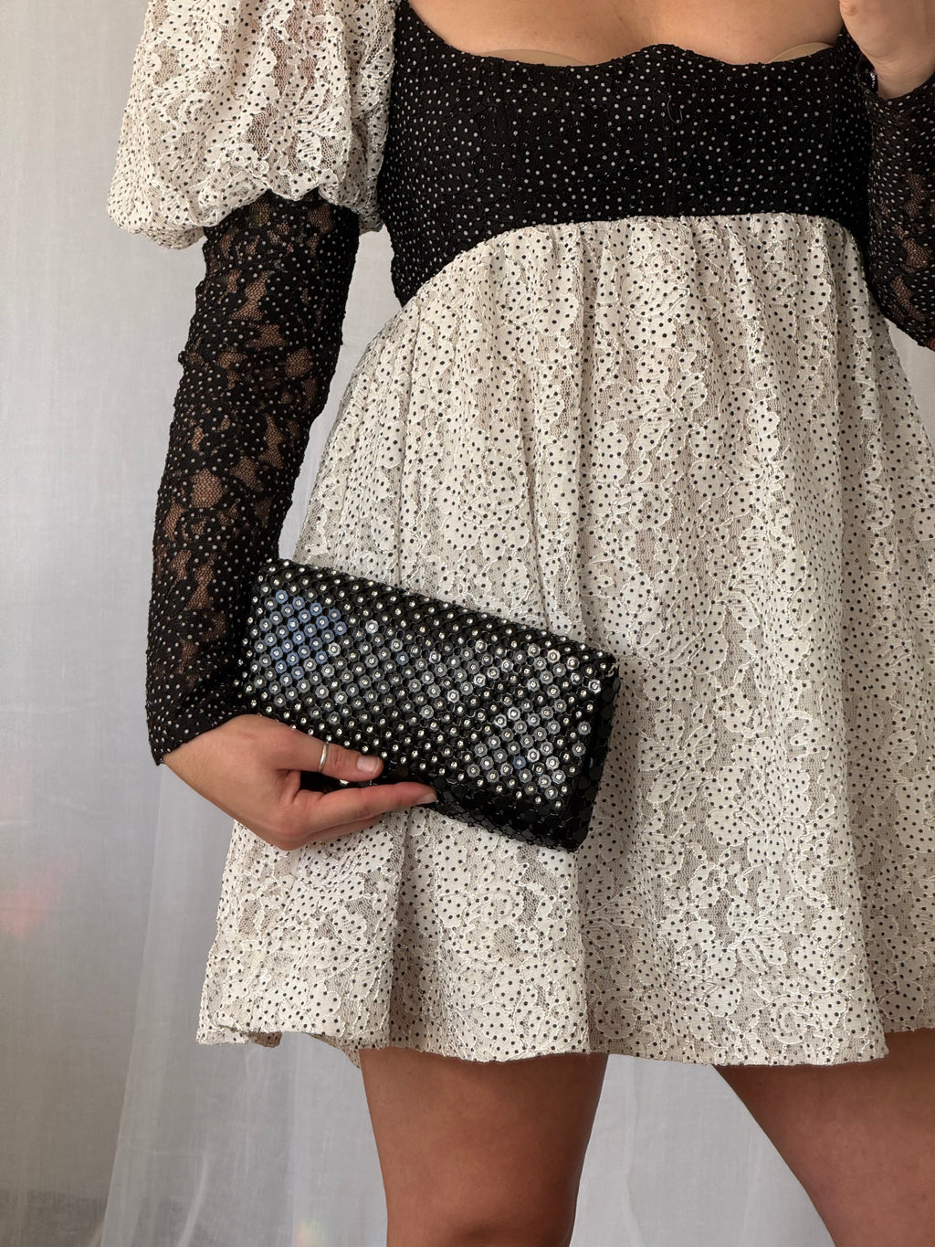 ✦ Cézanne black studded convertible clutch bag ✦