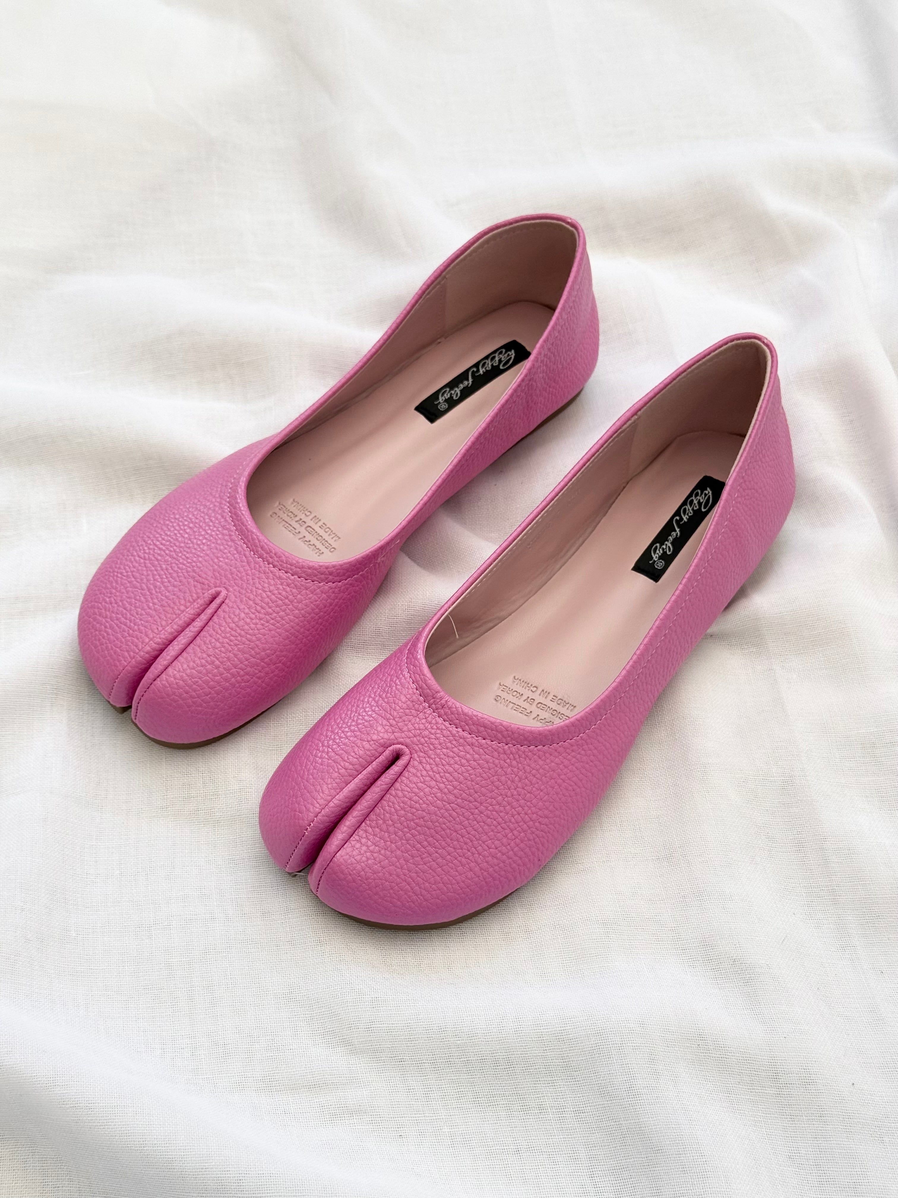 ✿ hot pink tabi ballet flats • (size 8.5)