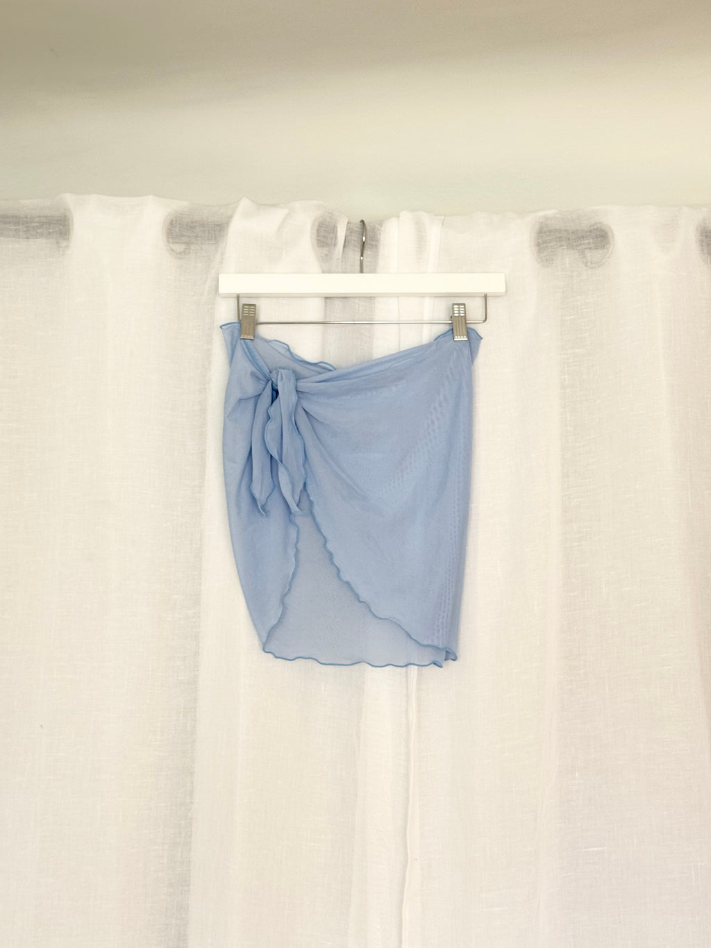 ⋆ ˚｡⋆୨୧˚ sheer blue mesh tie sarong mini skirt ˚୨୧⋆｡˚ ⋆