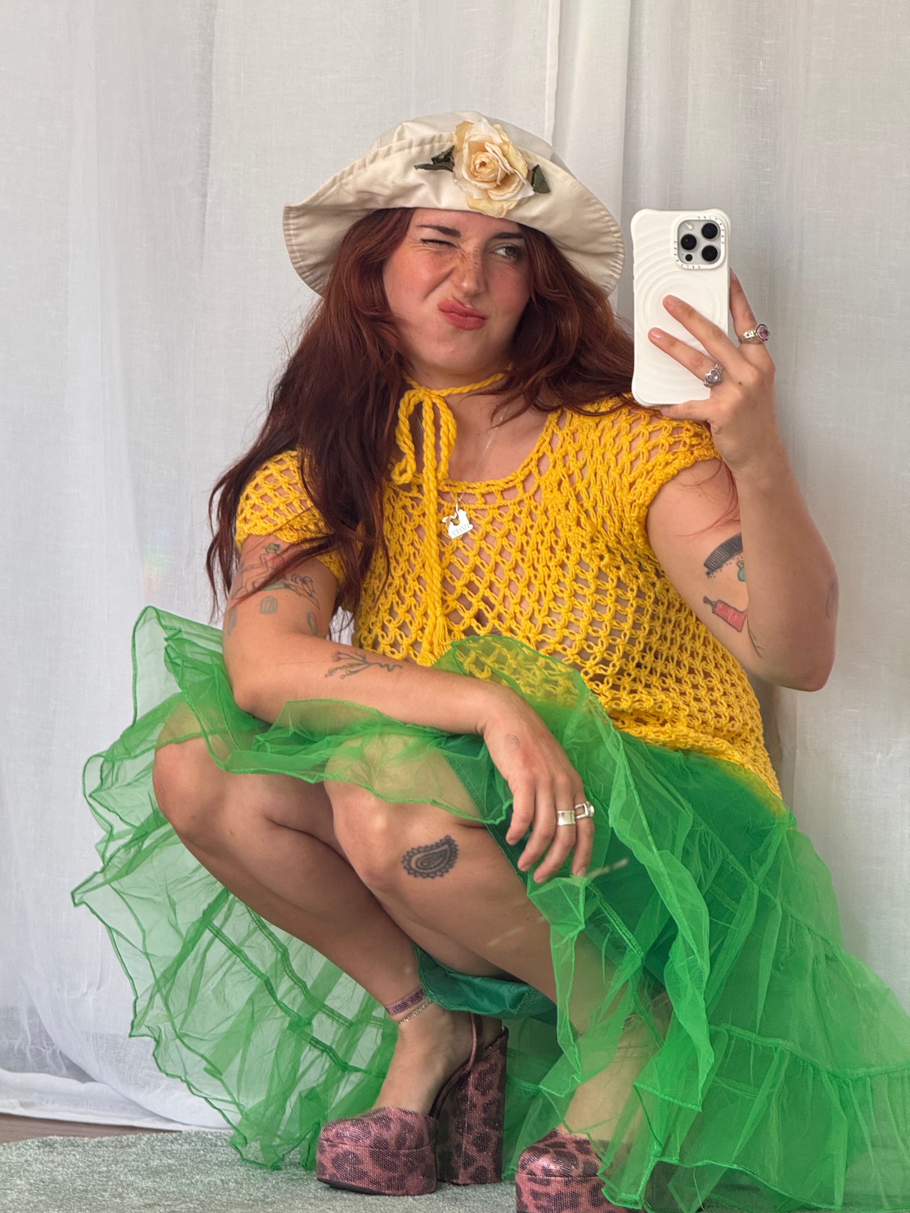 ✿ ⋆ 𓆩♡𓆪 bright green fairy tulle petticoat skirt 𓆩♡𓆪