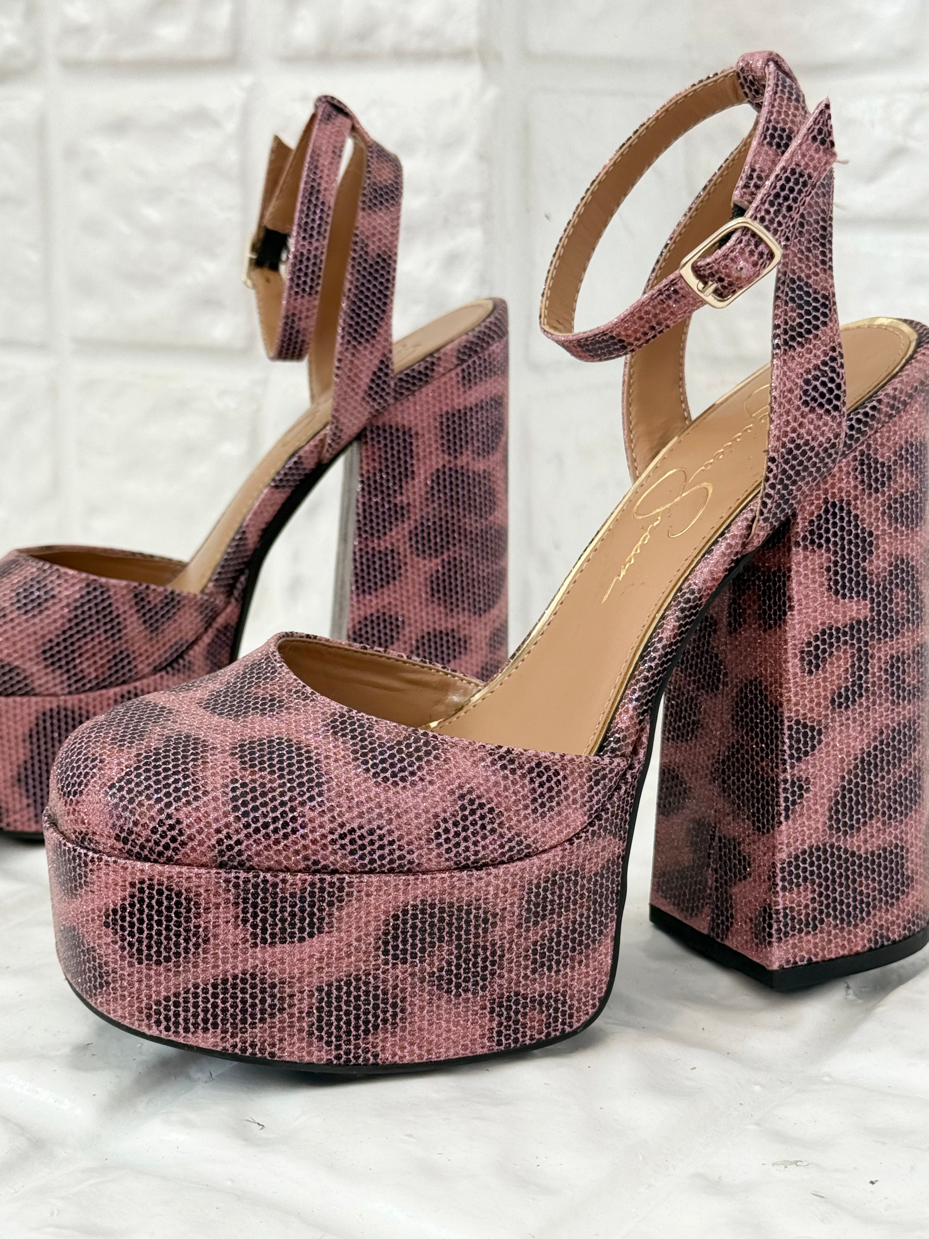 ✿ ⋆ 𓆩♡𓆪 Y2K pink snakeskin platform heels𓆩♡𓆪 ⋆
