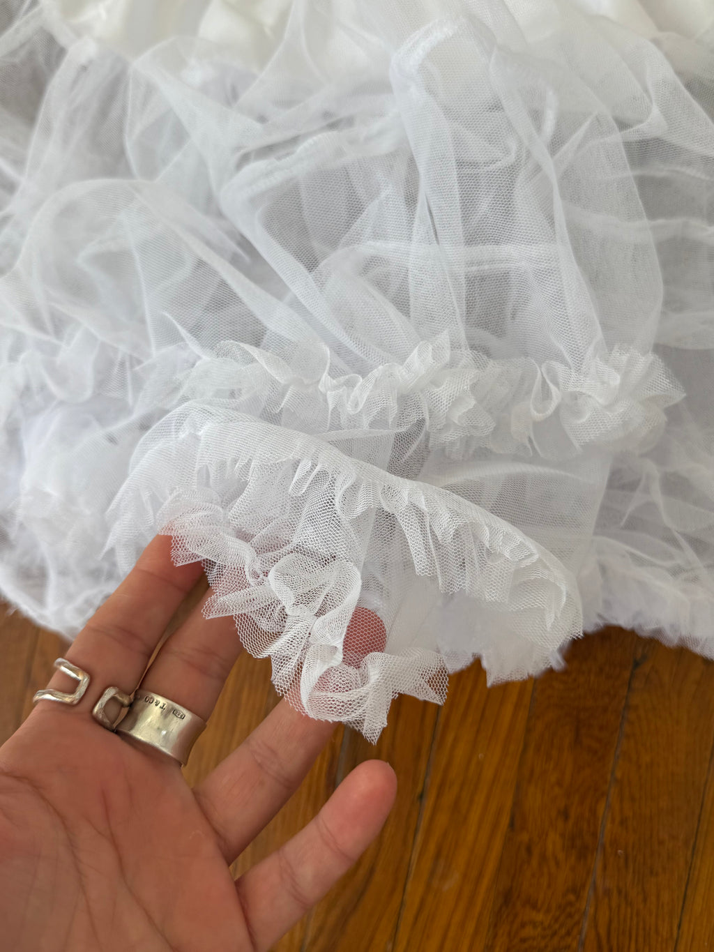 ✿ white sheer tulle ruffle mini skirt ⋆