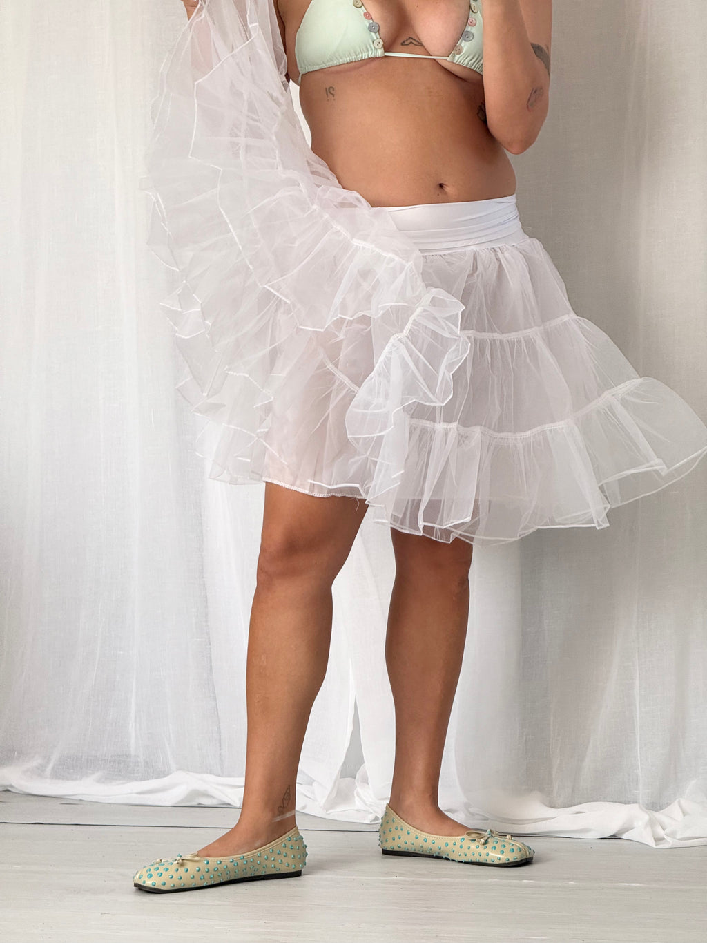 white sheer tulle tiered fairy skirt ☆