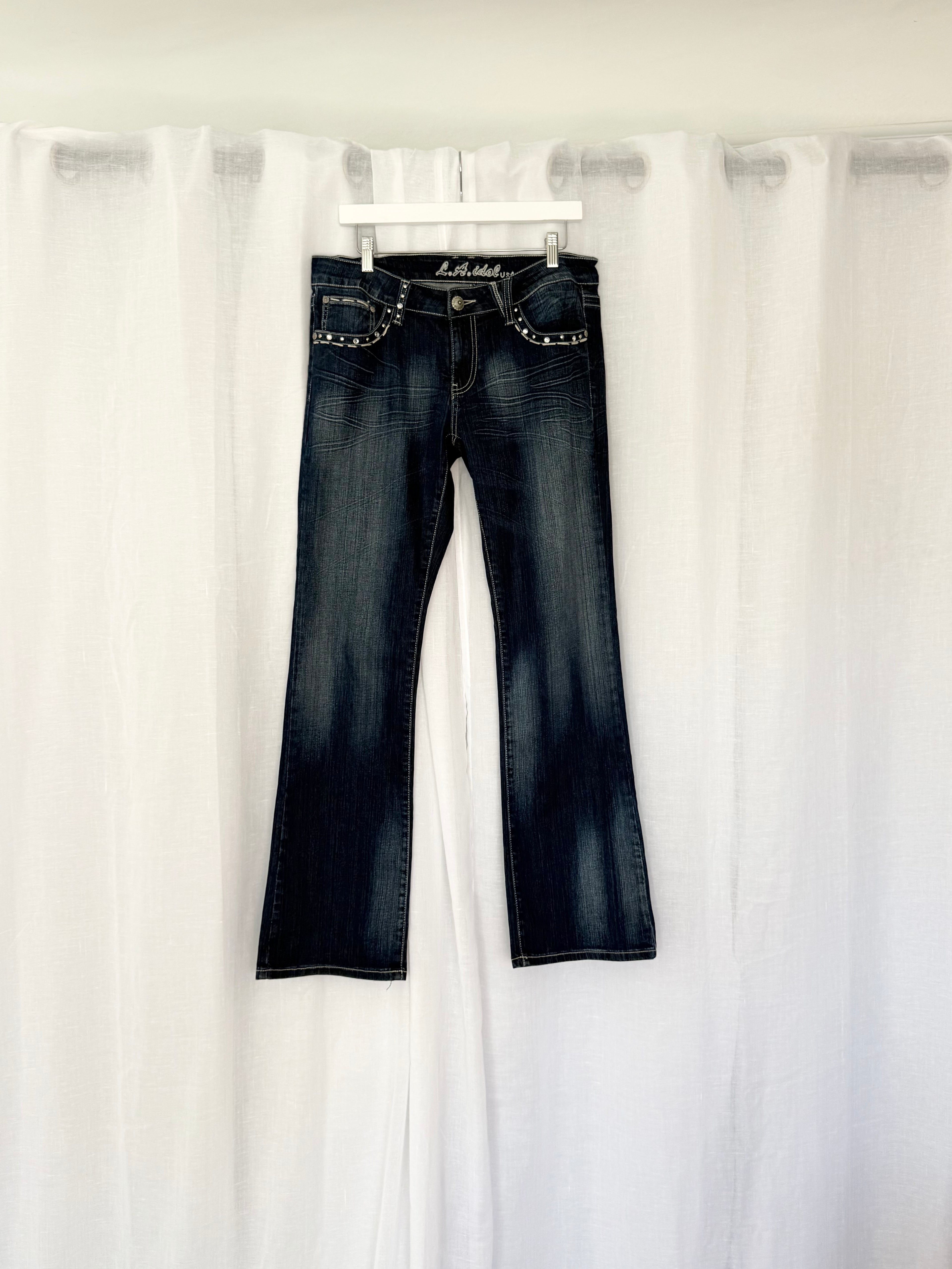 ✿ y2k studded flare jeans