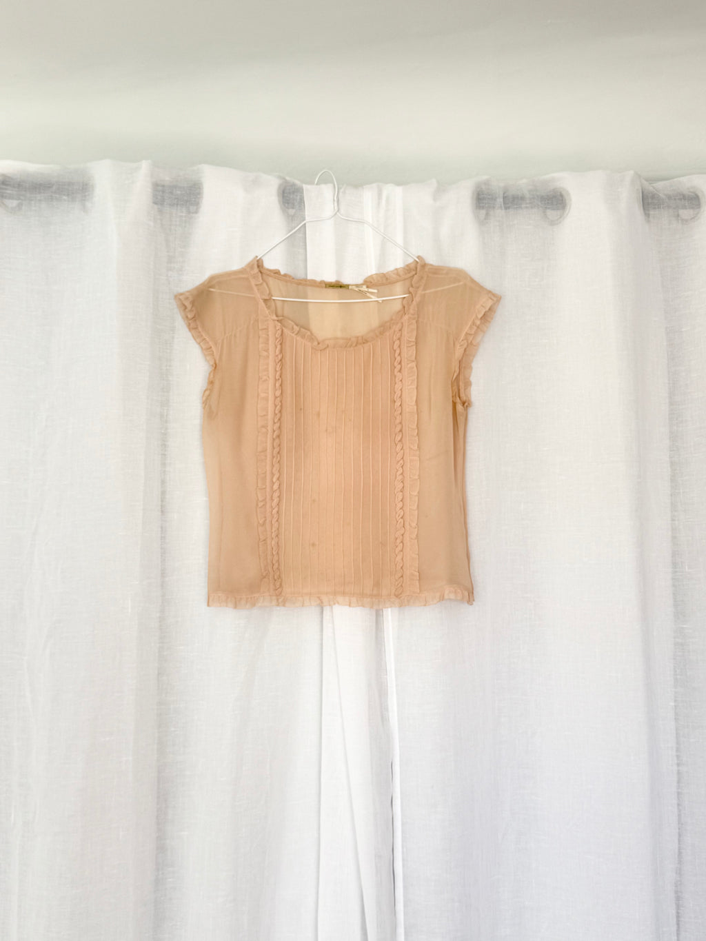 ✦ sheer silk ruffle trim blouse
