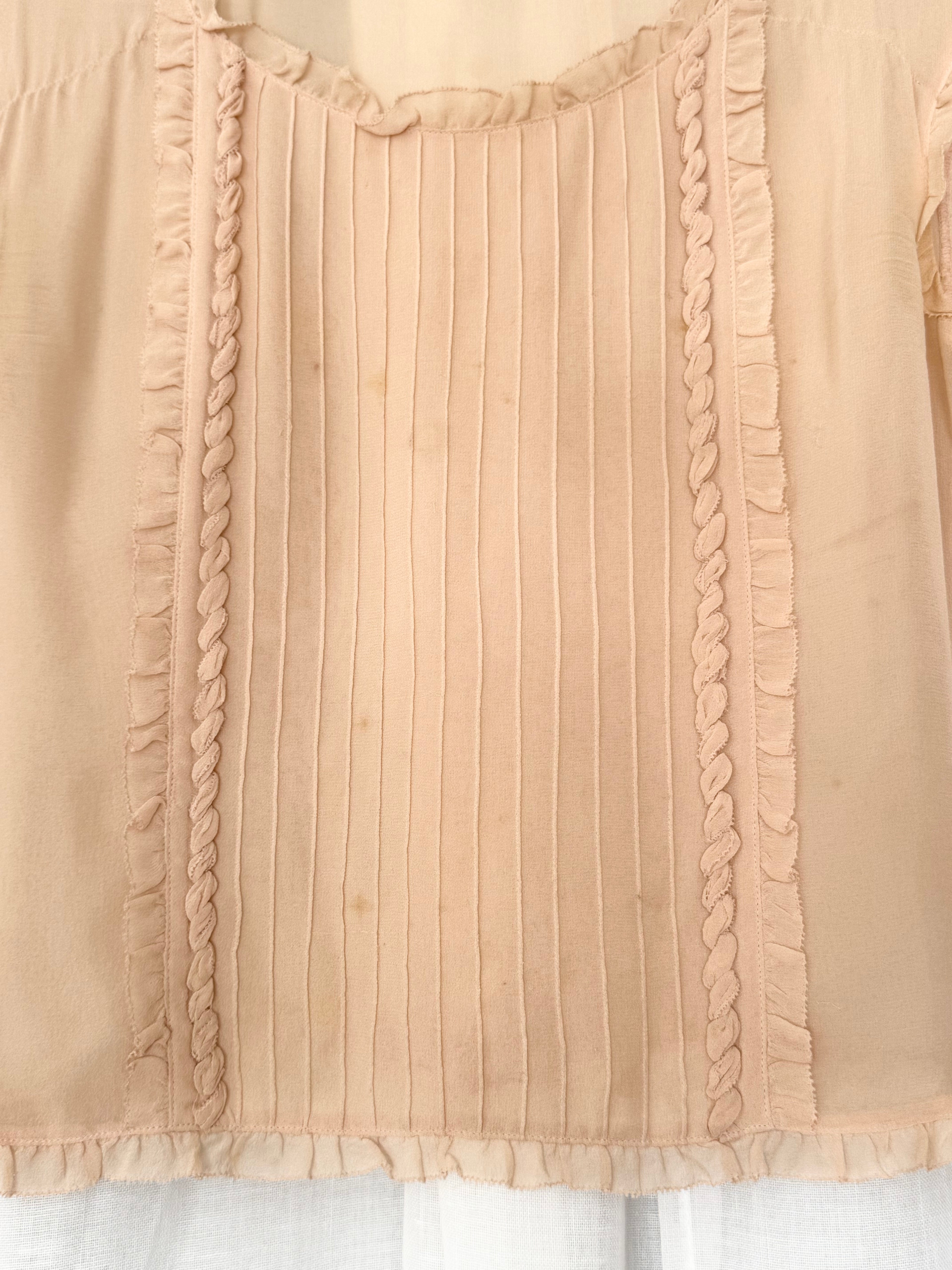 ✦ sheer silk ruffle trim blouse