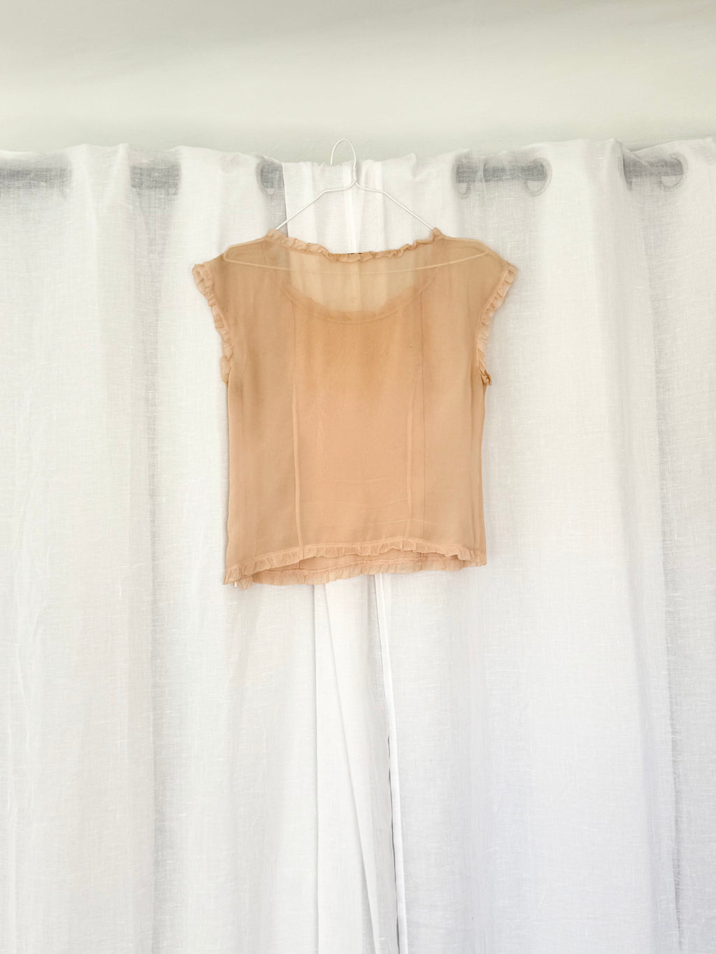 ✦ sheer silk ruffle trim blouse