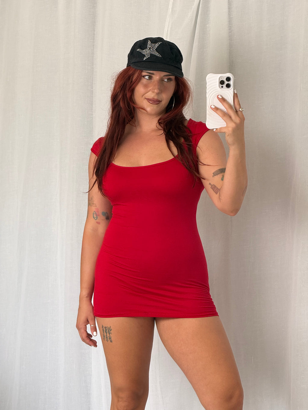 vintage y2k cap sleeve red micro mini dress