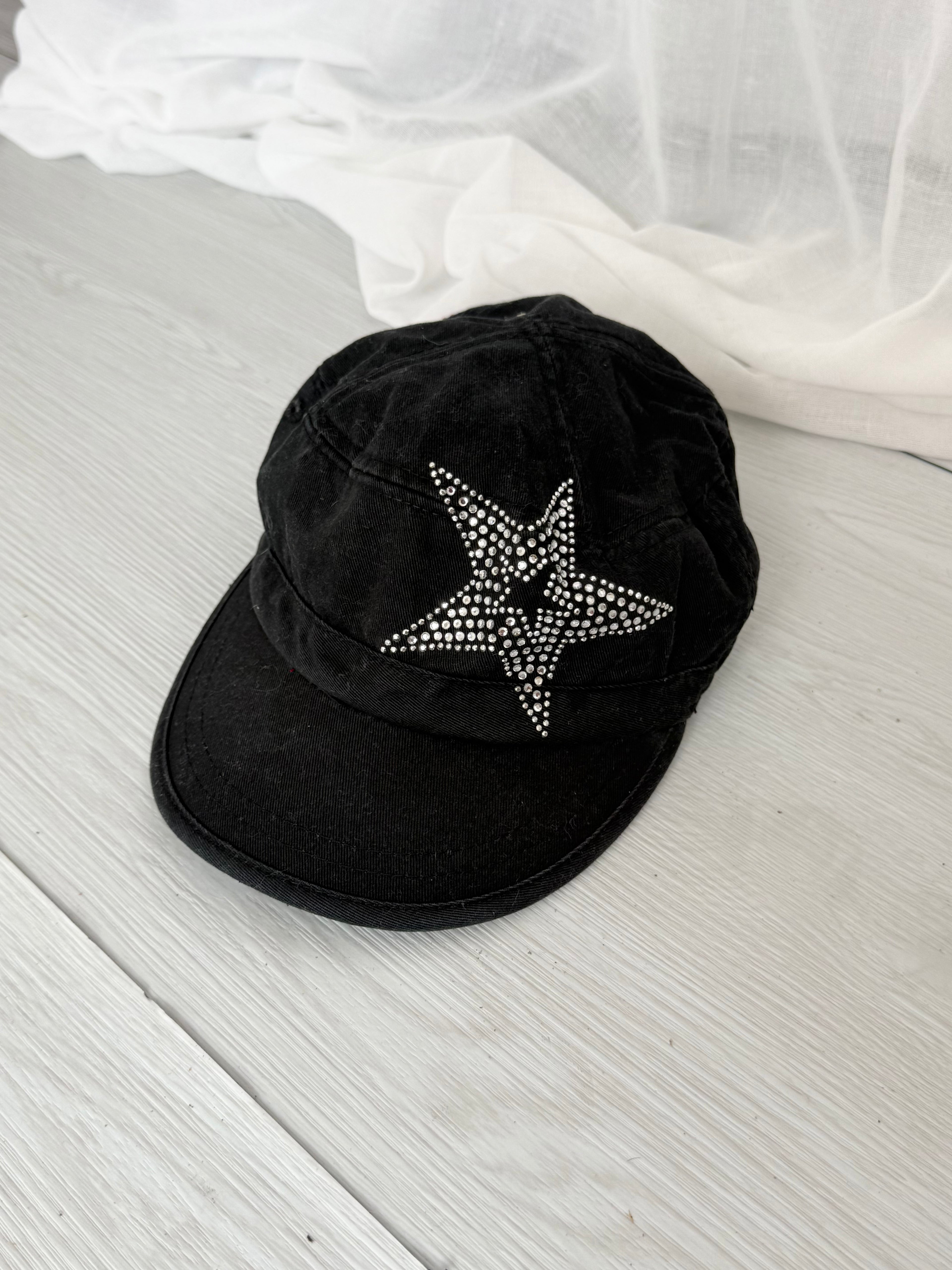 vintage y2k rhinestone star cadet cap
