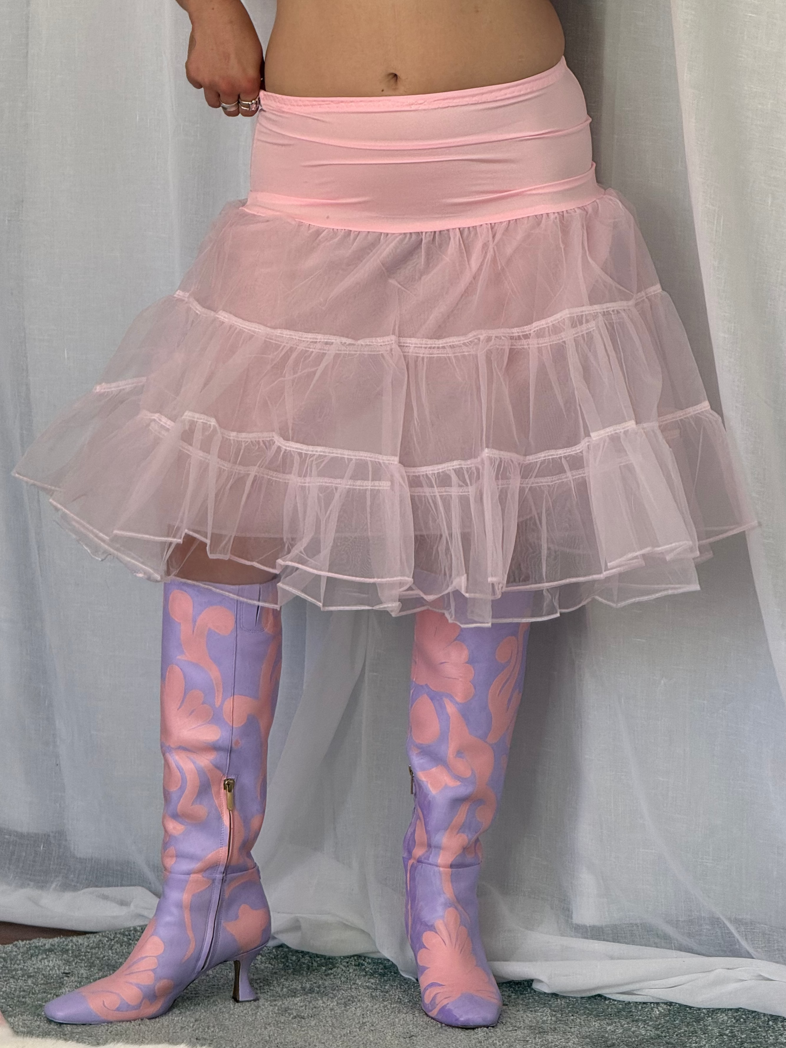 ✿ ⋆｡ pink tulle petticoat miniskirt
