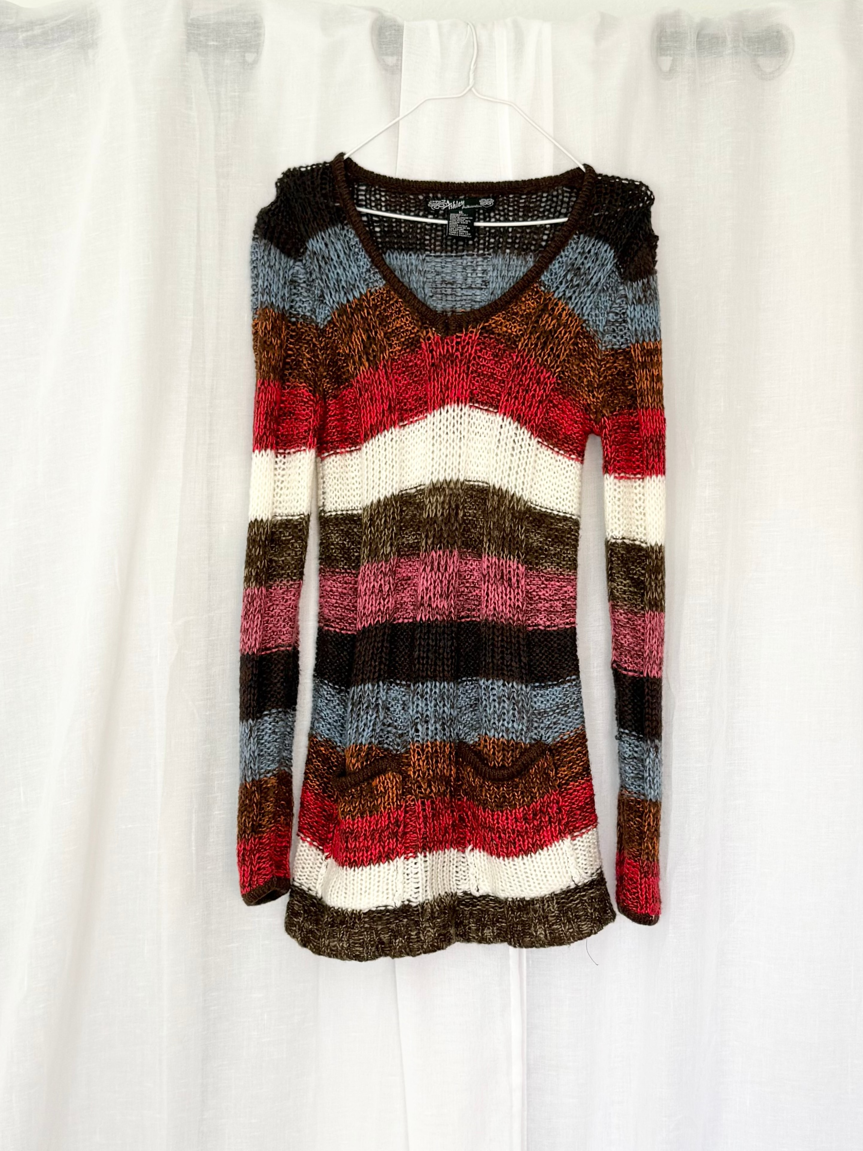 ✿ y2k striped knit sweater dress