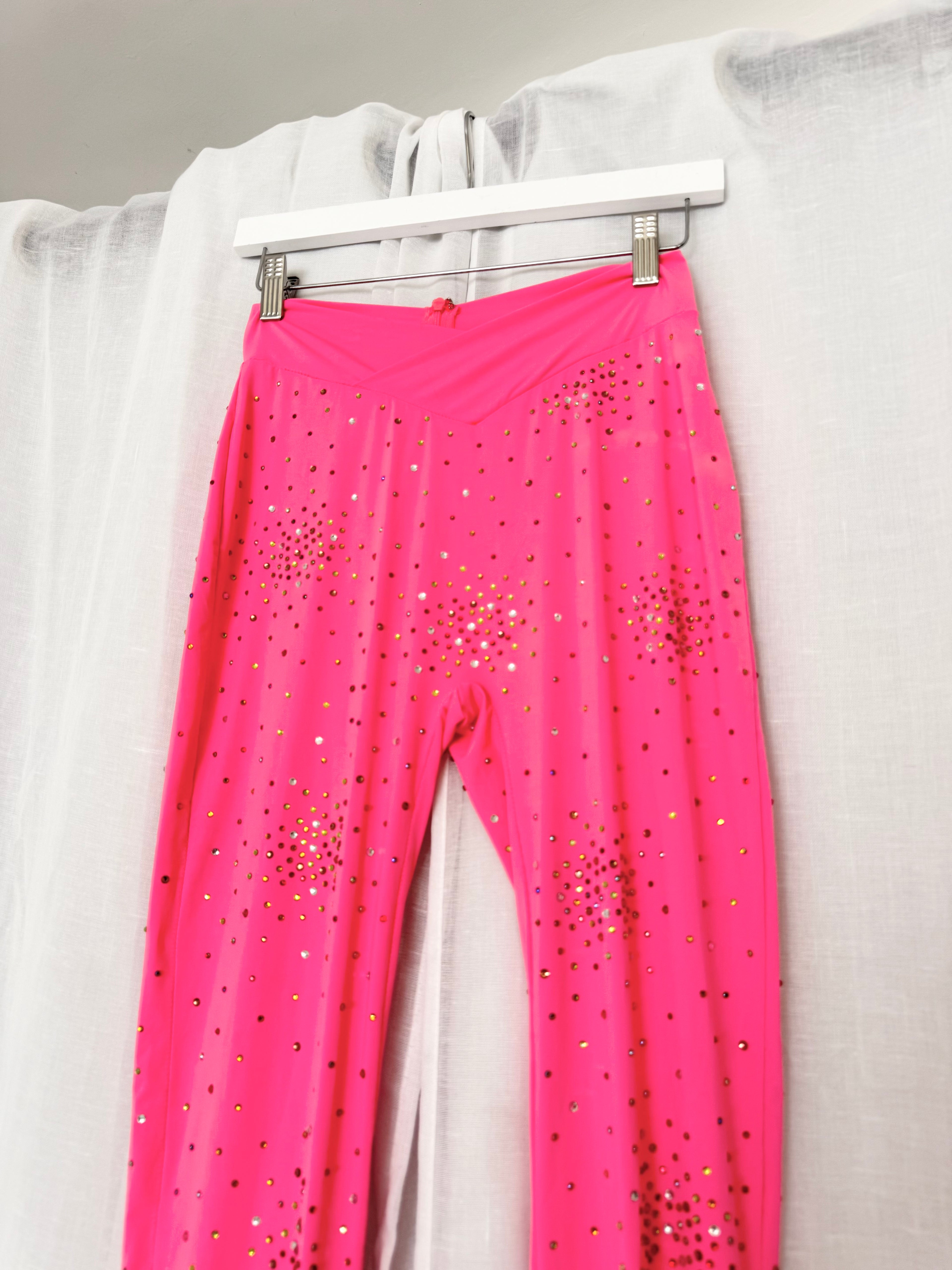 ˙⟡ neon pink rhinestone leggings ⟡˙⋆