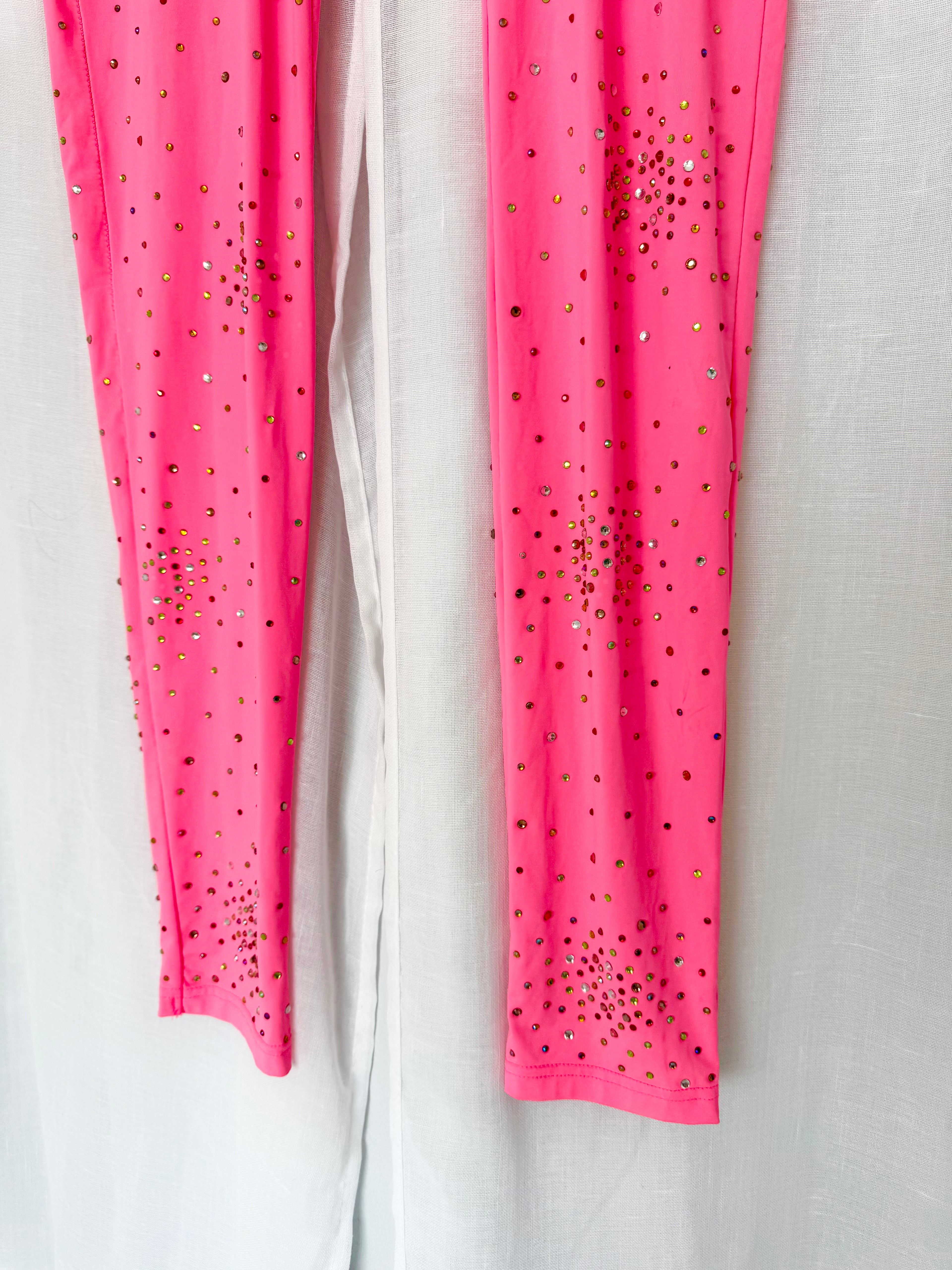 ˙⟡ neon pink rhinestone leggings ⟡˙⋆