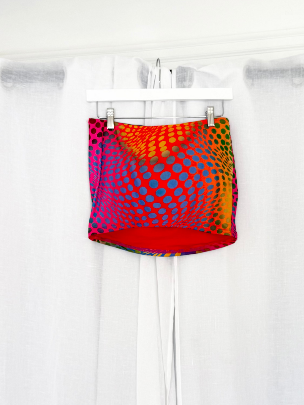 psychedelic mesh mini skirt