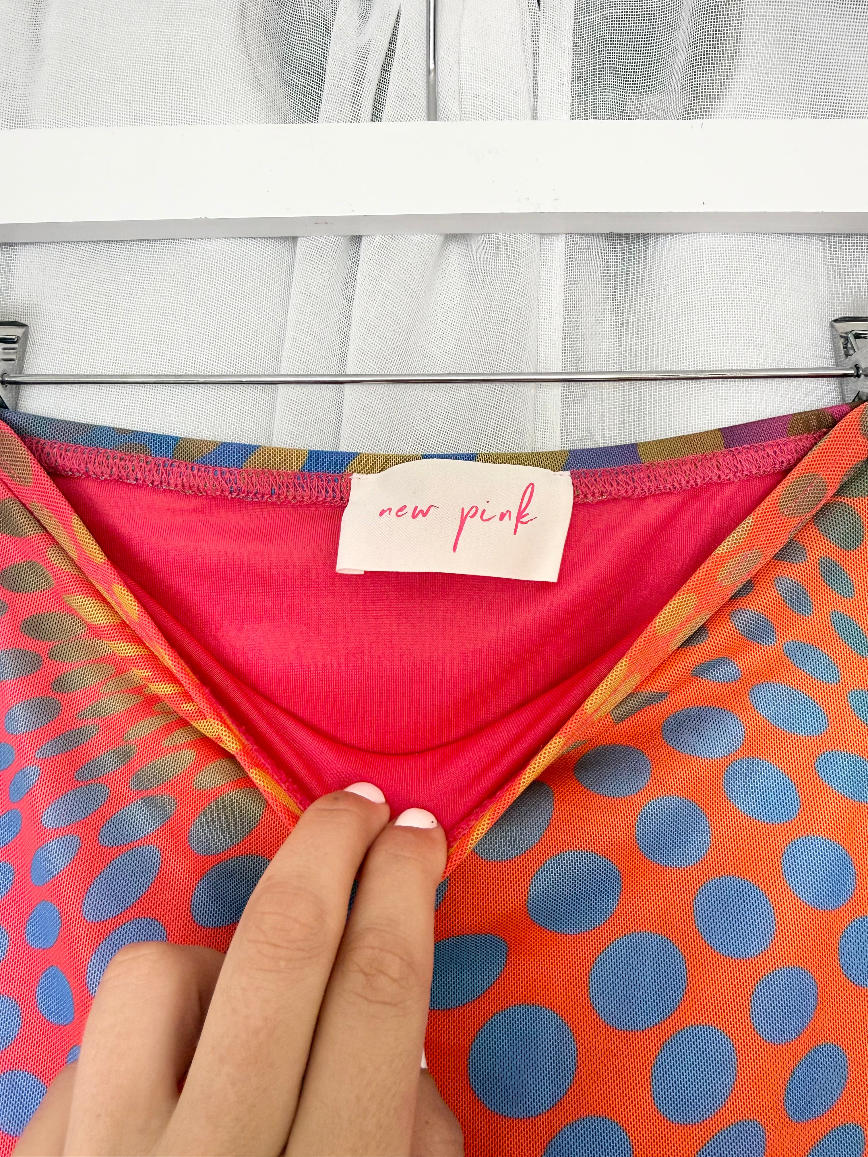 psychedelic mesh mini skirt