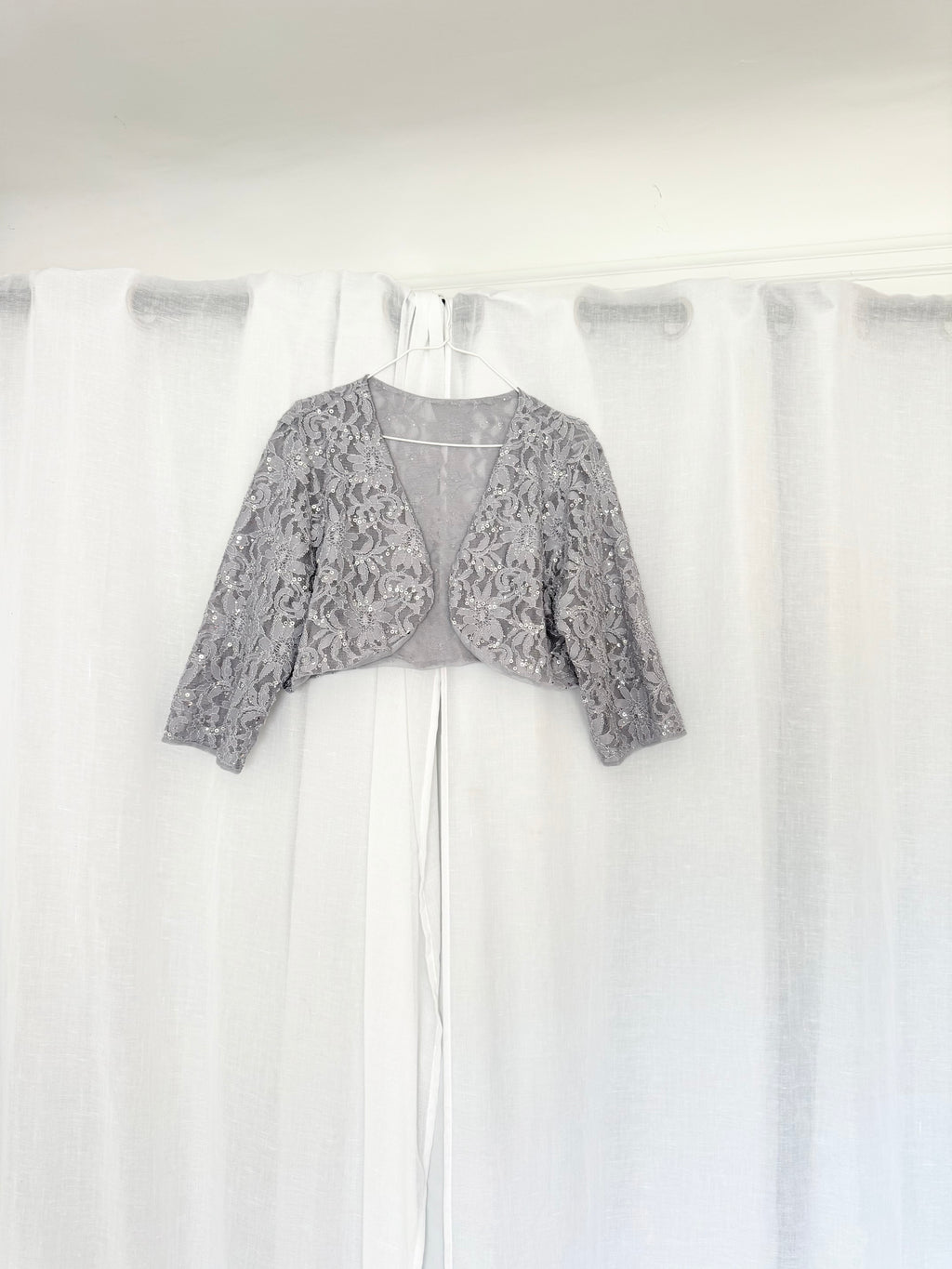 ✧ silver sequin lace bolero