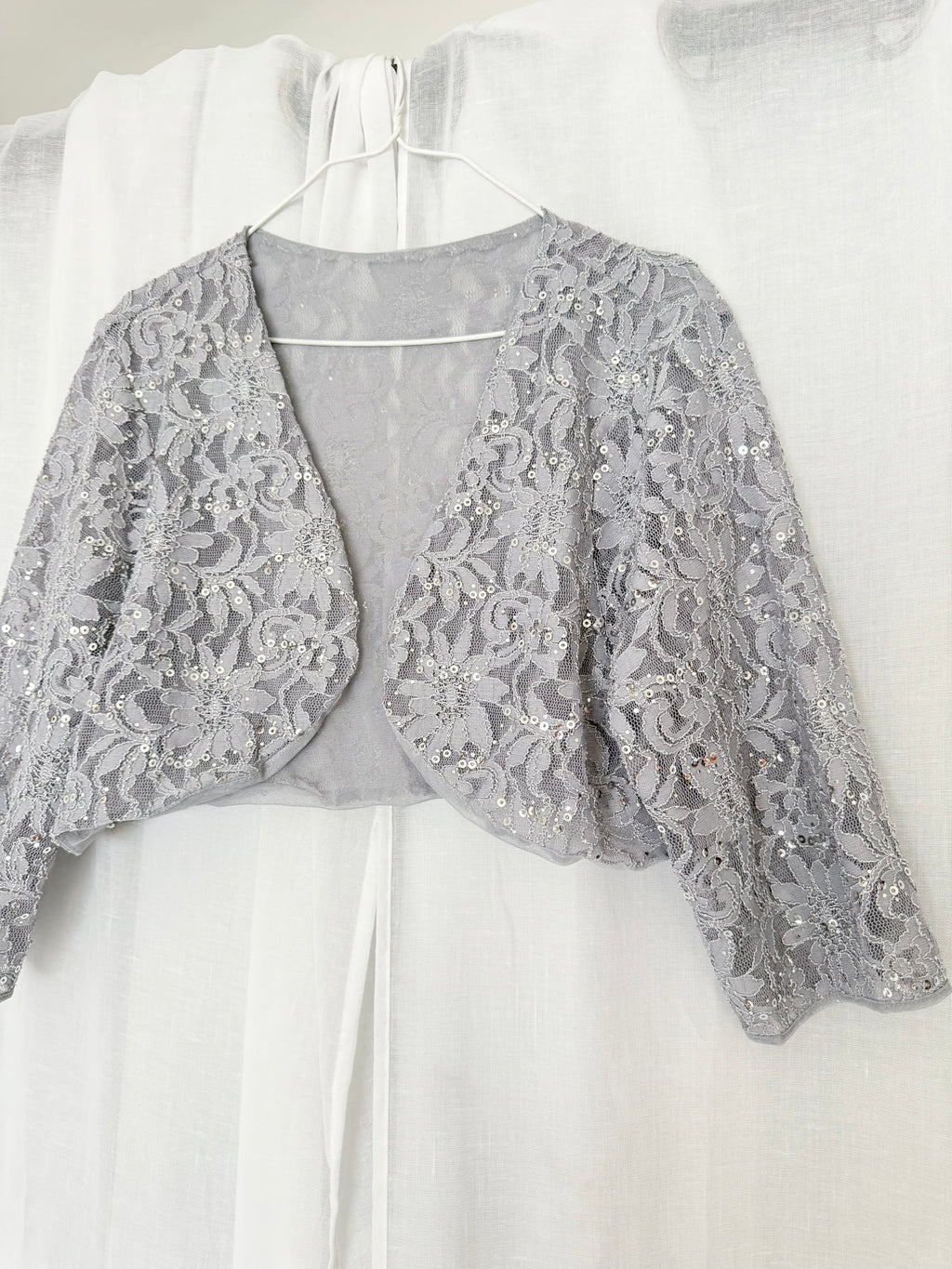 ✧ silver sequin lace bolero