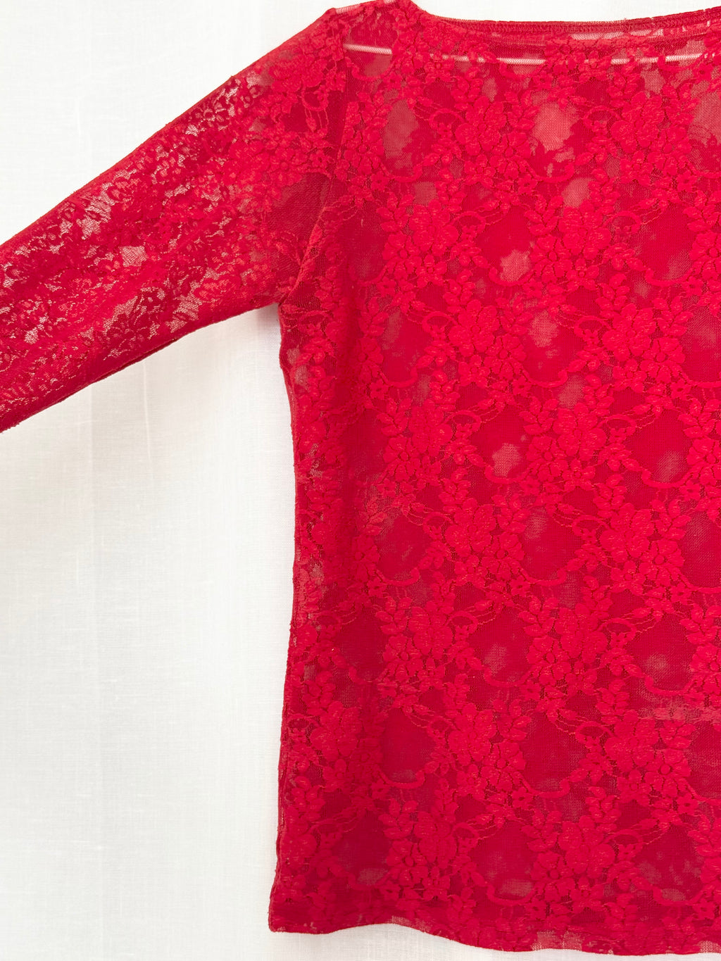 ✧ 𓆩♥︎𓆪Los Angeles Apparel red lace long sleeve top