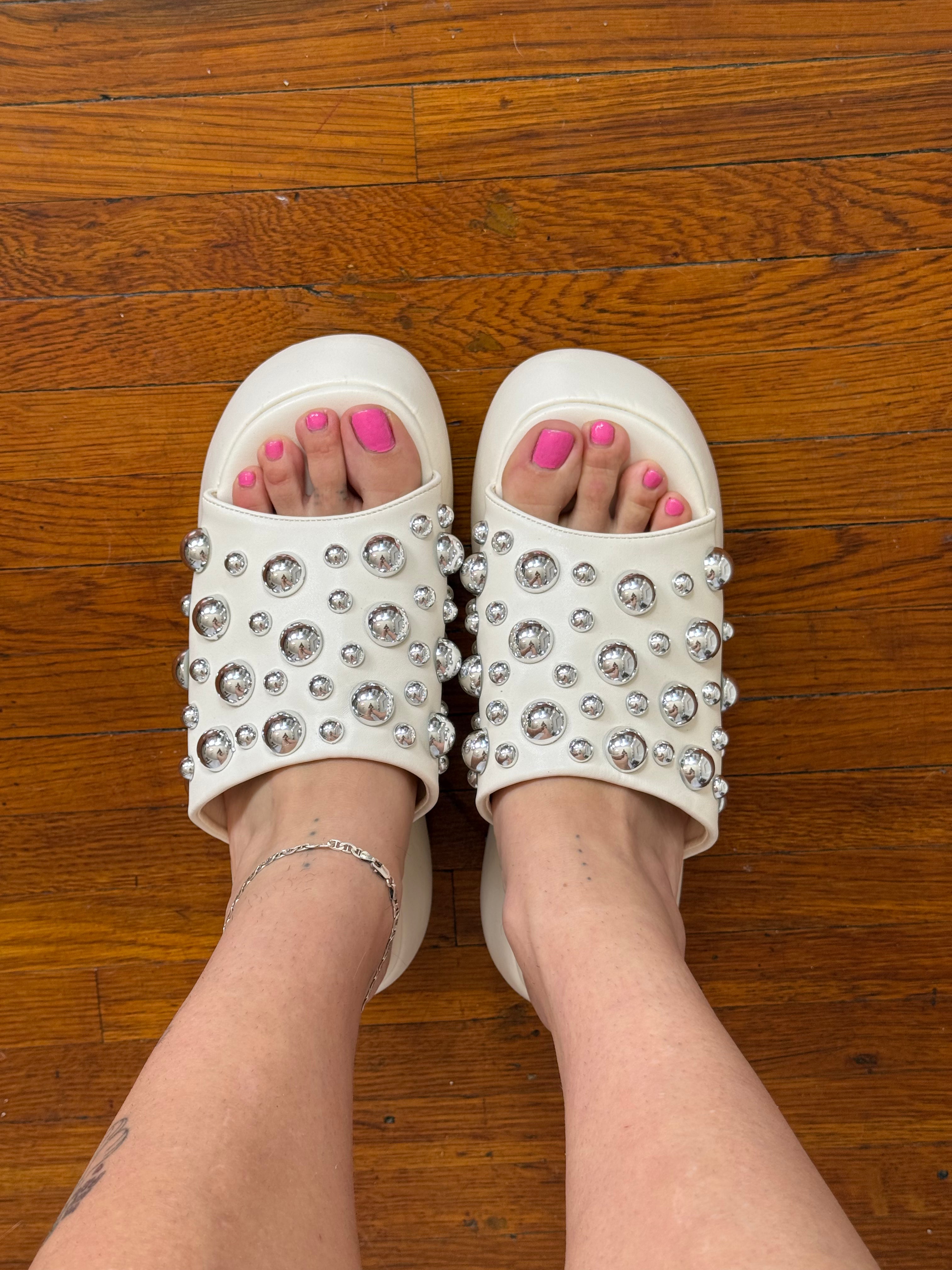 ✿ studded chunky platform slides