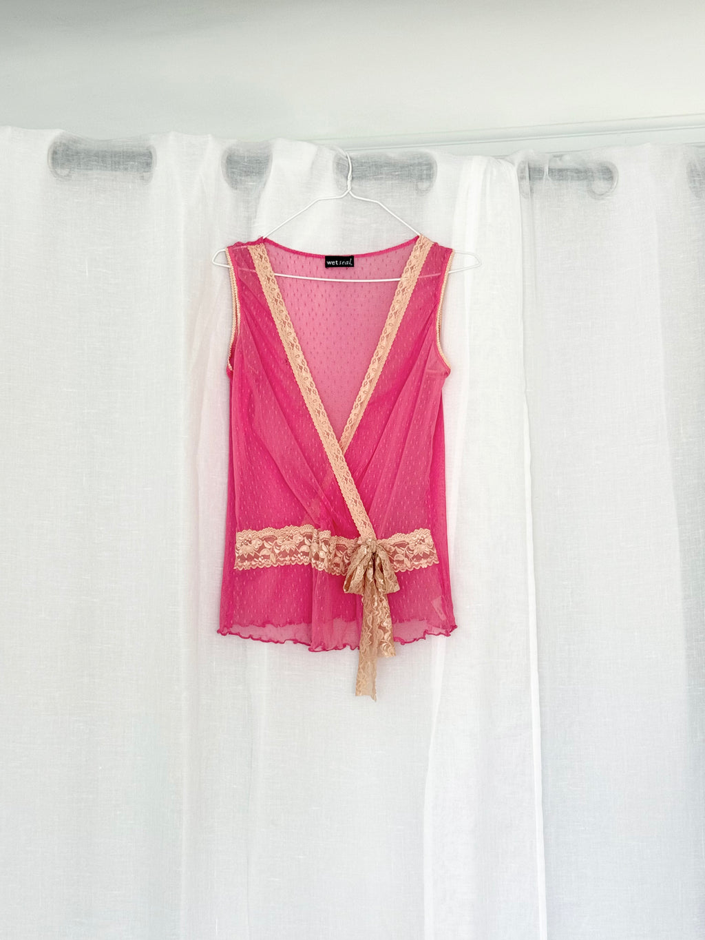 ✿ y2k sheer mesh lace wrap top