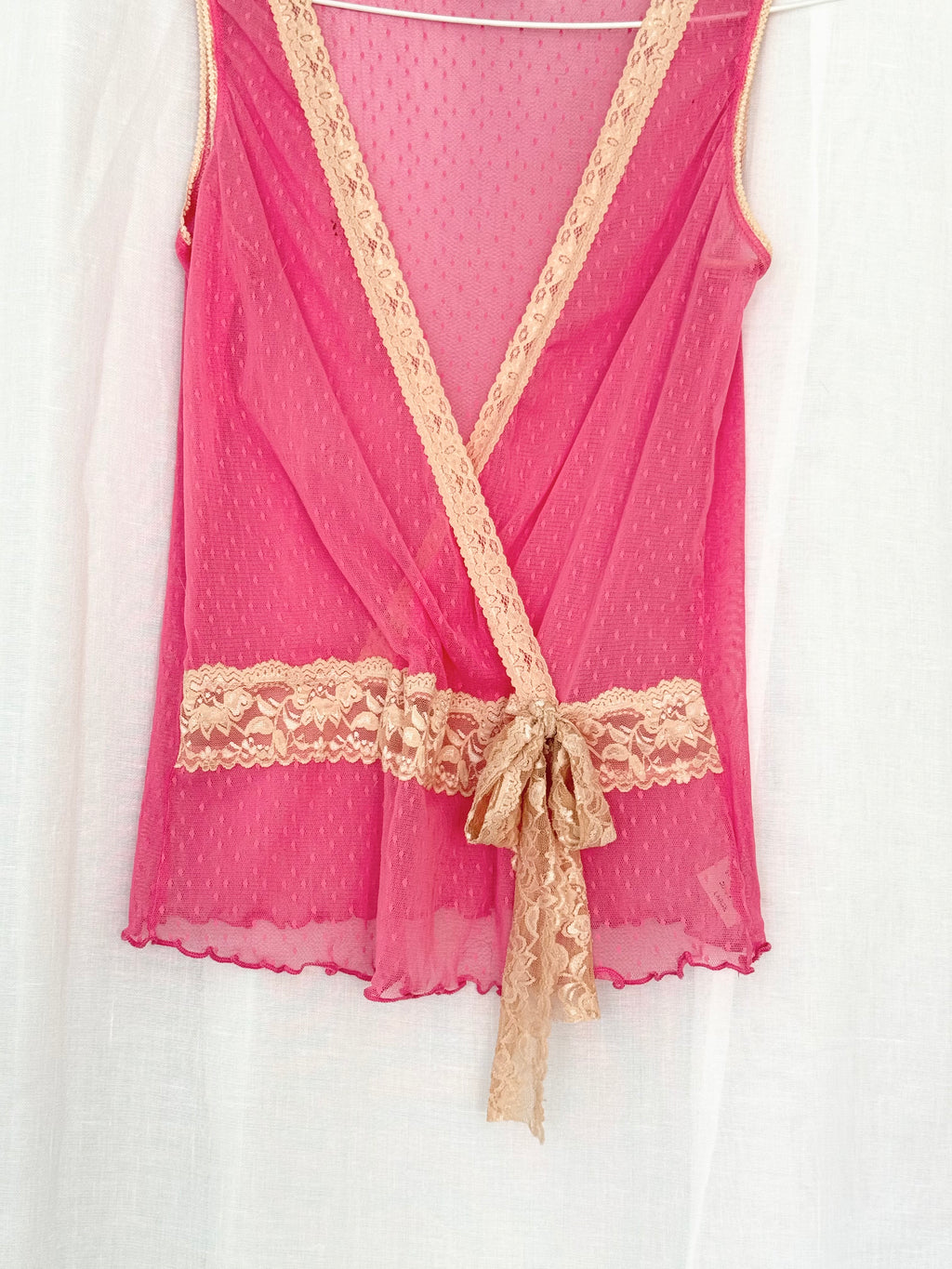 ✿ y2k sheer mesh lace wrap top