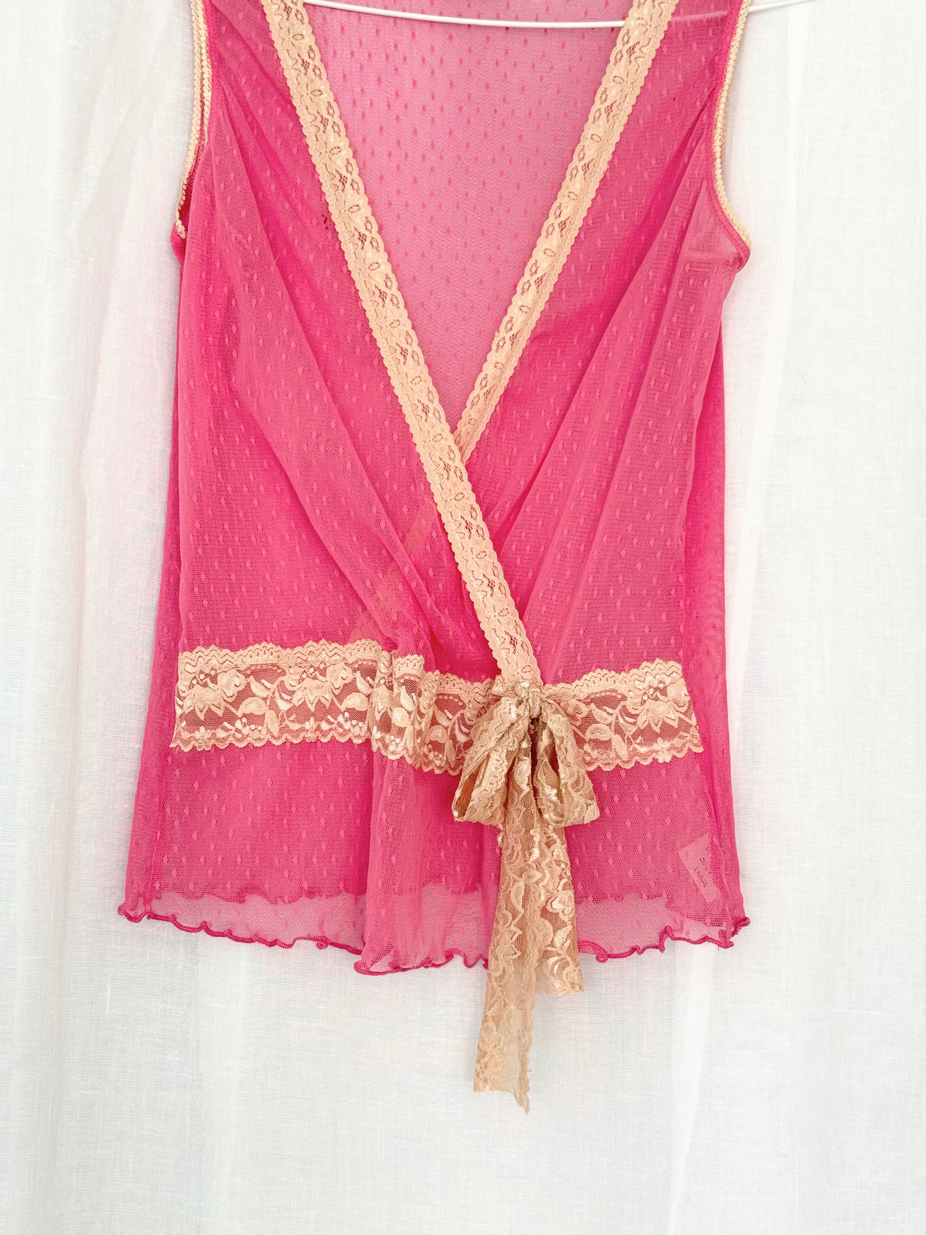 ✿ y2k sheer mesh lace wrap top