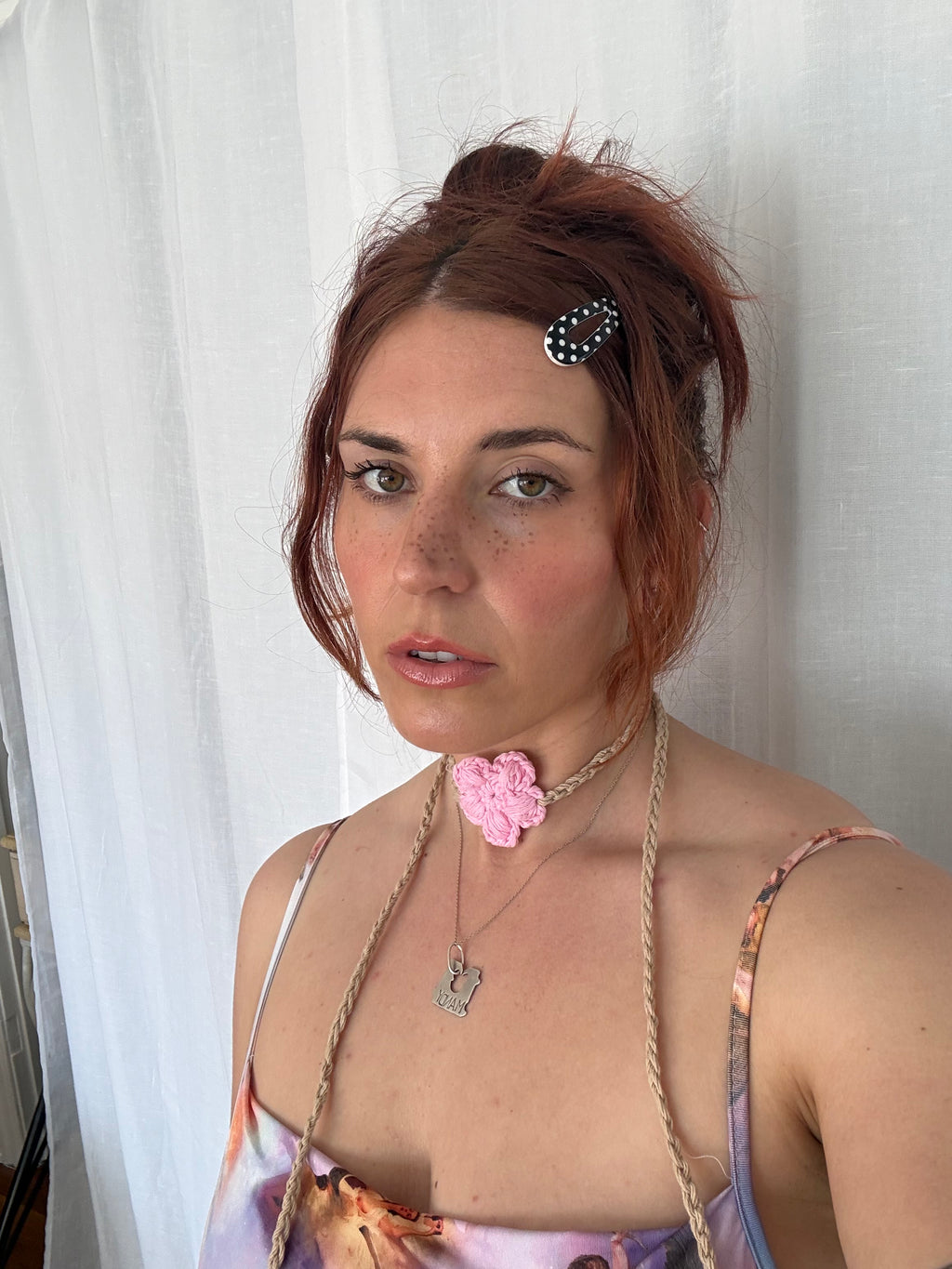 ✿ crochet flower choker tie necklace